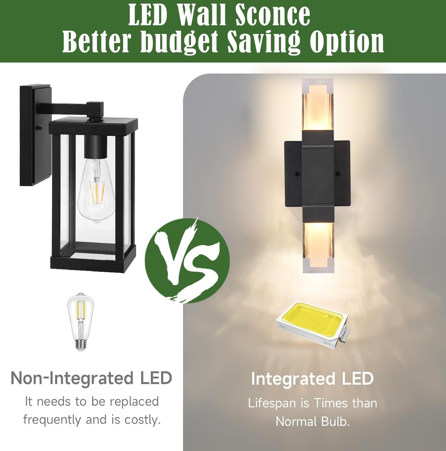 HCIDNLI LED Outdoor Wall Lights, Waterproof Exterior Lights Fixture, Up and Down Porch Lights Aluminum Outside Lights for House Patio Wall Sconce Black Front Door Wall Lighting, 2 Pack