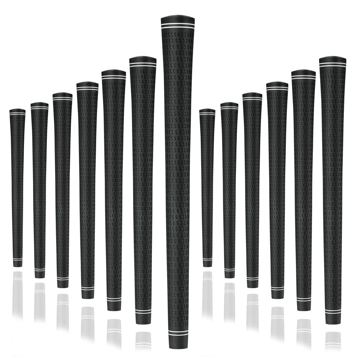 Karma Revolution Golf Grip Set, 13 Black Standard Size No Alignment Necessary Easy Installation All-Weather Performance and Comfort Velvet Style Rubber Replacement 360 Golf Grips for Men