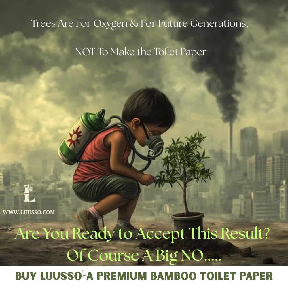 Luusso 100% Bamboo Toilet Paper(Made in Canada), 12 XL Size Triple Rolls (36 Regular), 3-Ply, 180 Sheets, 11 cm x 10.1 cm