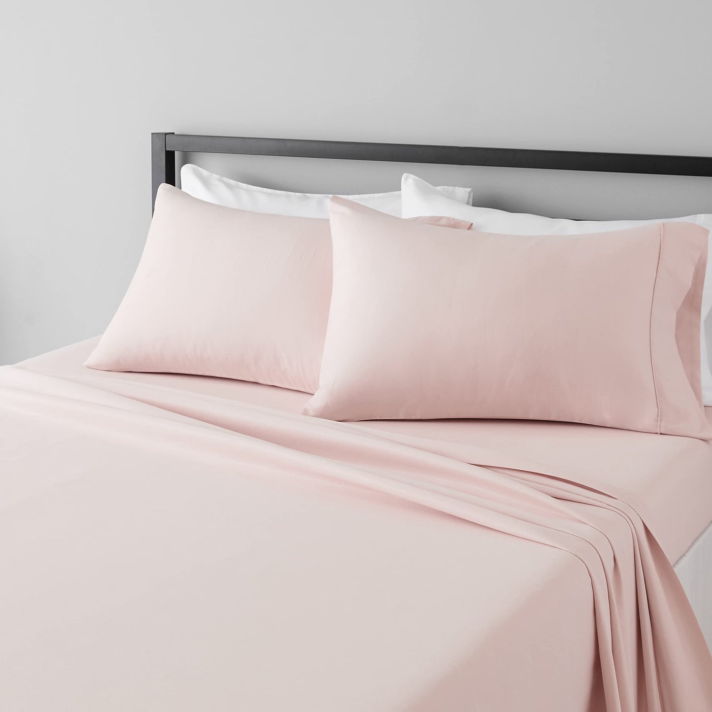 Amazon Basics Lightweight Super Soft Easy Care Microfiber Bed Sheet Set with 14 inches Deep Pockets - Queen, Blush Pink