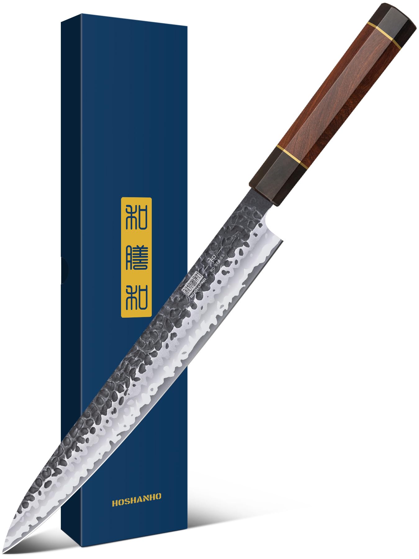 HOSHANHO Sushi Knife Japanese Sashimi Knife 10 Inch, Hand Forged High Carbon Steel Yanagiba Knife, Kitchen Chef Knife for Cutting Sushi & Sashimi, Fish Filleting