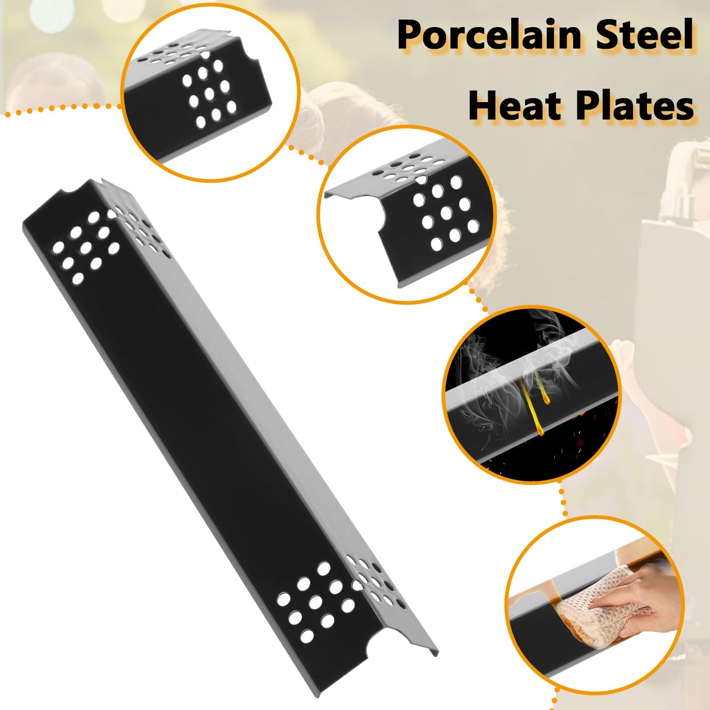 BBQ Replacement Parts Kit for Master Chef G45313 G45308 G45323 G45306 G45309 G45307 & Charbroil 463241313 463241013 463241413 Gas Grills, Heat Shield Plates and Grill Burner Tubes