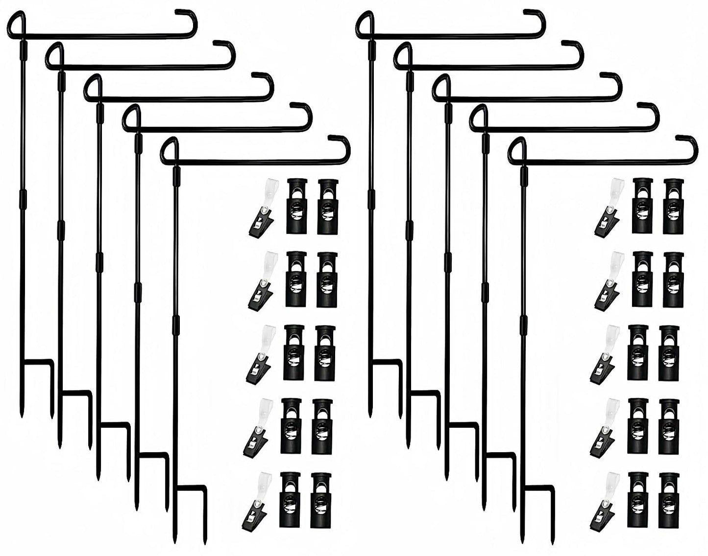 Akeydeco Garden Flag Pole Stand Holder, 10 Pack Garden Flags for Outside with Flag Stopper and Clip Waterproof Powder-Coated Paint for Flag Pole Holder for Outside House,Yard Flags for Outside