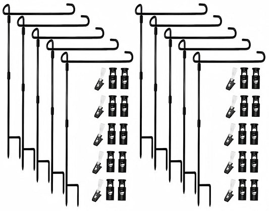 Akeydeco Garden Flag Pole Stand Holder, 10 Pack Garden Flags for Outside with Flag Stopper and Clip Waterproof Powder-Coated Paint for Flag Pole Holder for Outside House,Yard Flags for Outside