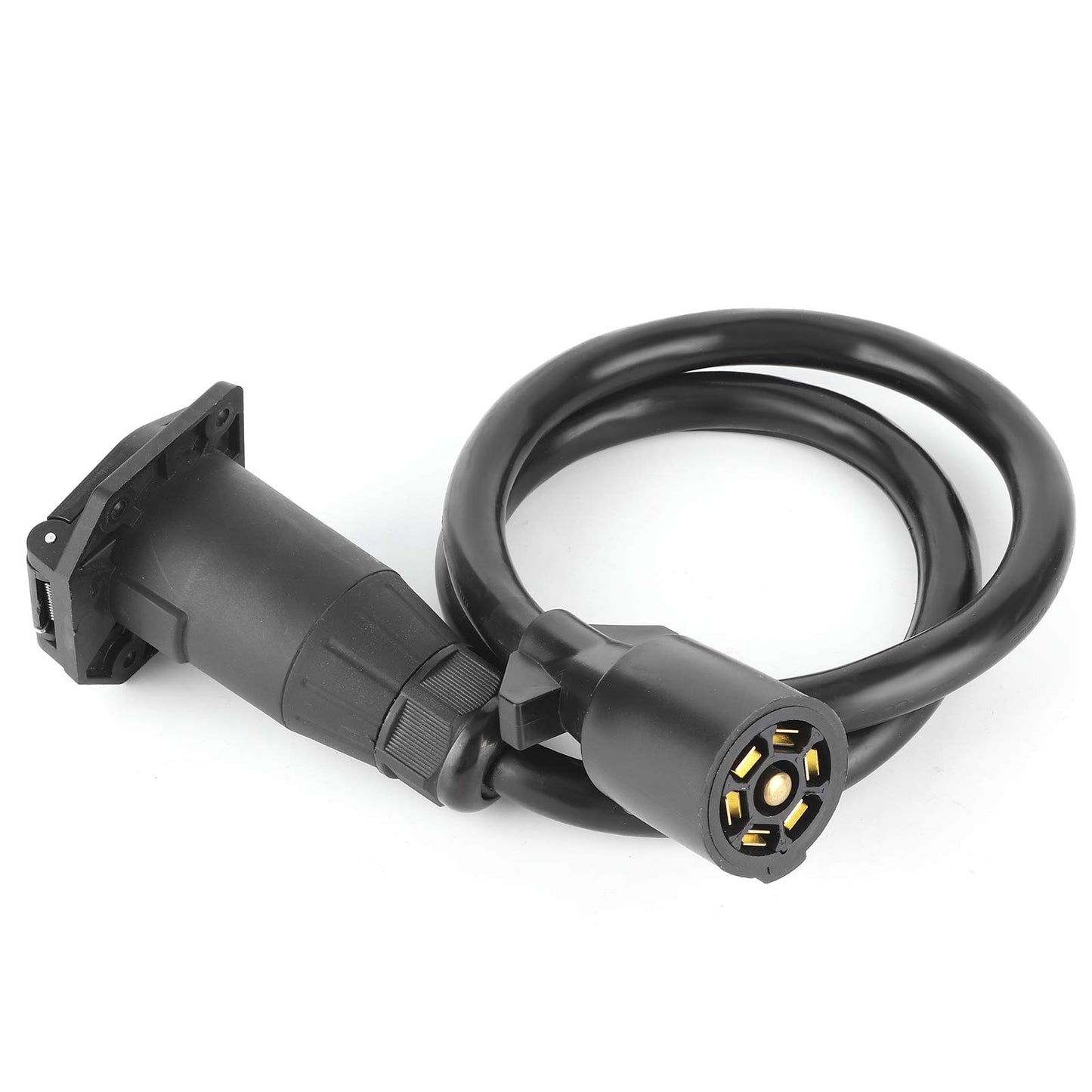 Trailer Extension Cord, 7 Way 3.5ft Double Prong Male Plug Trailer Wiring Connector RV Connecting Line