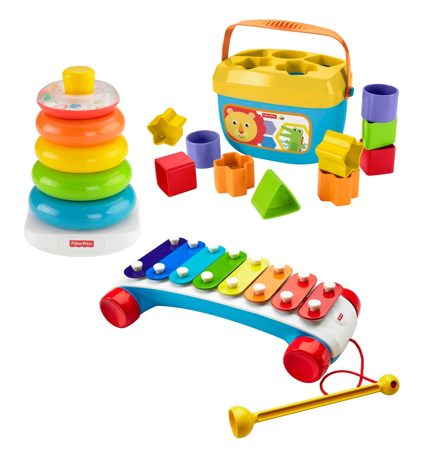 Fisher-Price Classic Infant Trio, toy set of three baby toys for stacking, sorting and musical play