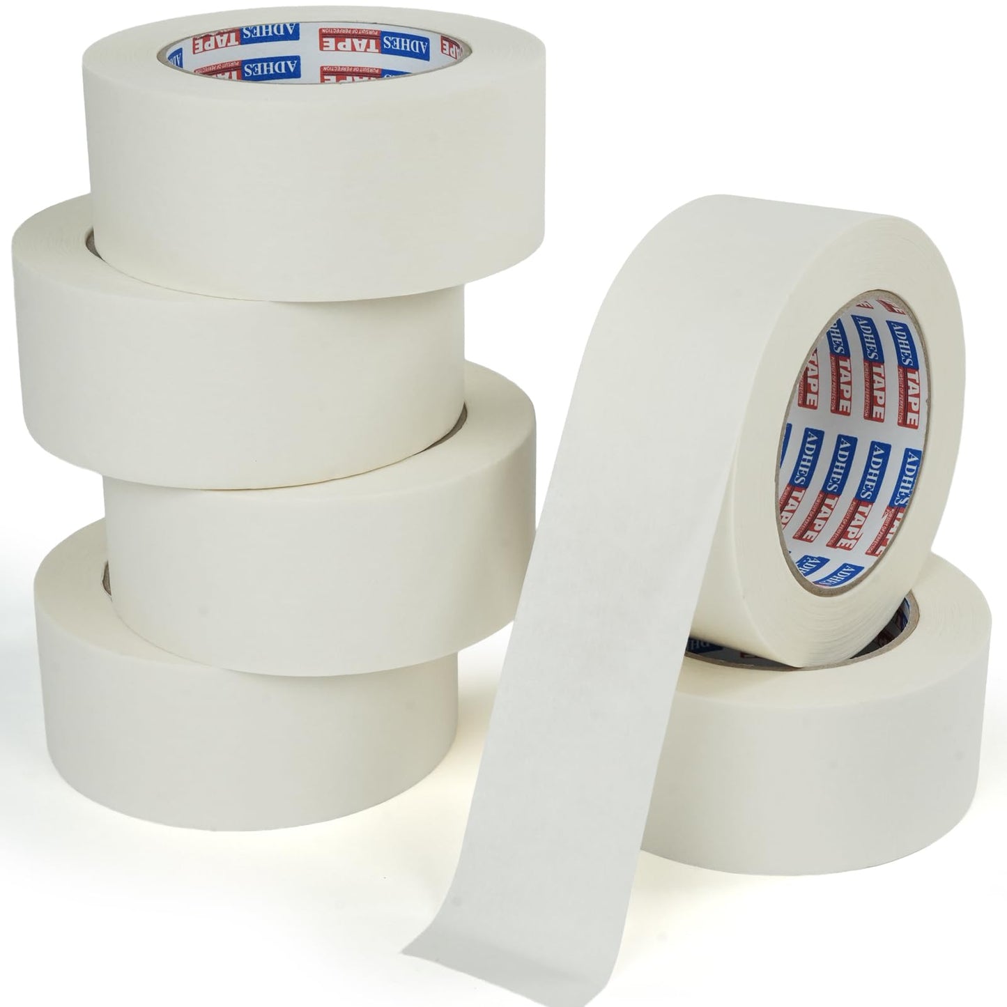 ADHES White Kraft Paper Tape, 2 Inch x 55 Yards, 6 Rolls Writable & Uncoated Heavy Duty Paper Tape, Eco-Friendly Biodegradable Packing Tape for Sealing, Packaging, Moving & Masking