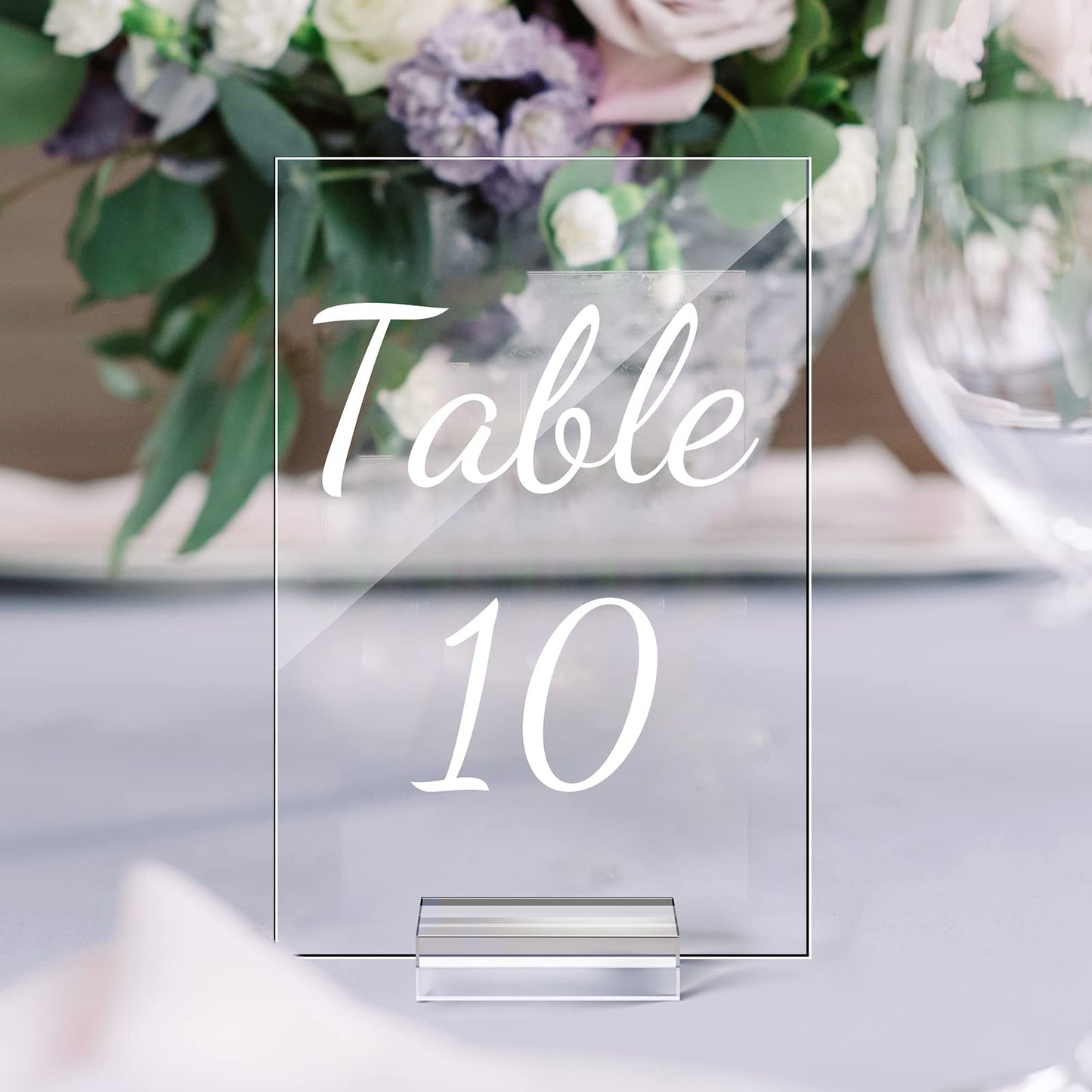 40 Pack Acrylic Wedding Table Number 1-40 Clear Wedding Table Stand with Numbers Calligraphy Table Number Holders 4 x 6 Inch Acrylic Table Signs for Wedding Reception Centerpieces Decorations (White)