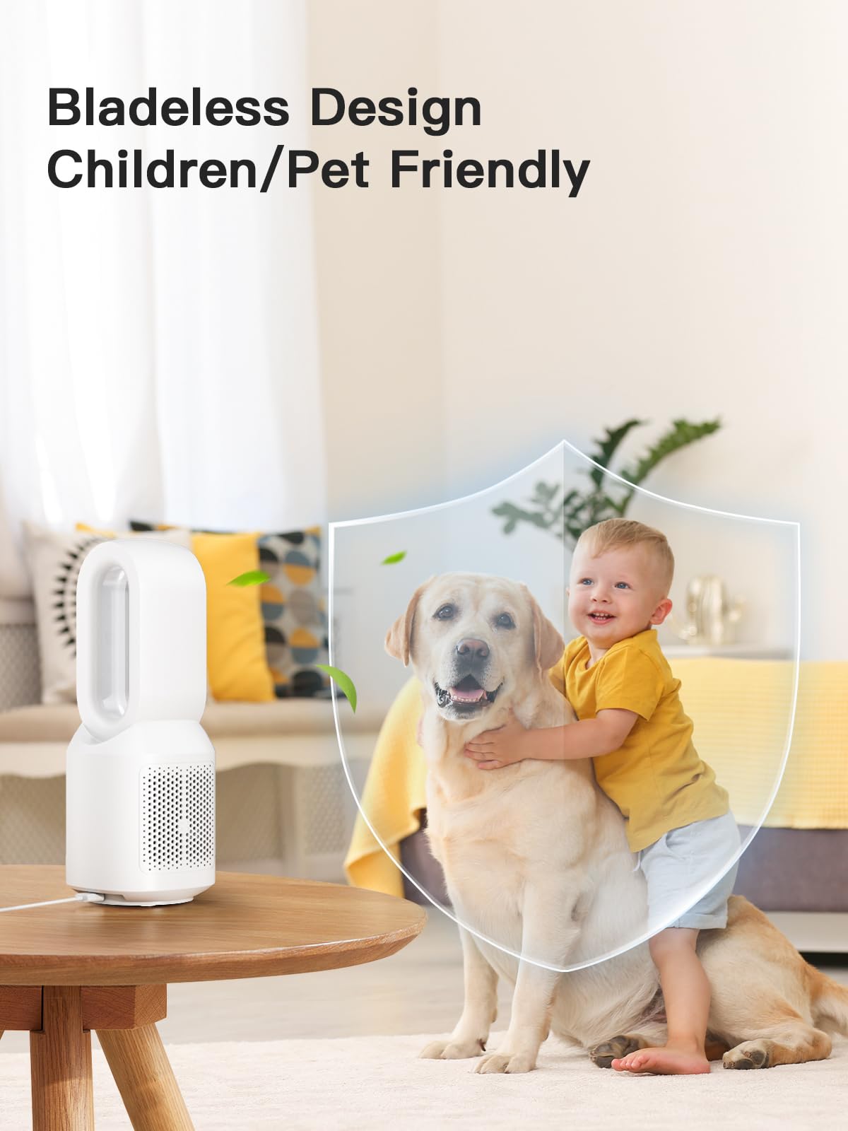 Let'me 13 Inch Desk Fan, Small Bladeless Fan with 9-Hour Sleep Timer, 3 Speeds Cooling Table Fan with Night Light, Quiet Desk Fan for Bedroom, Nightstand, Office