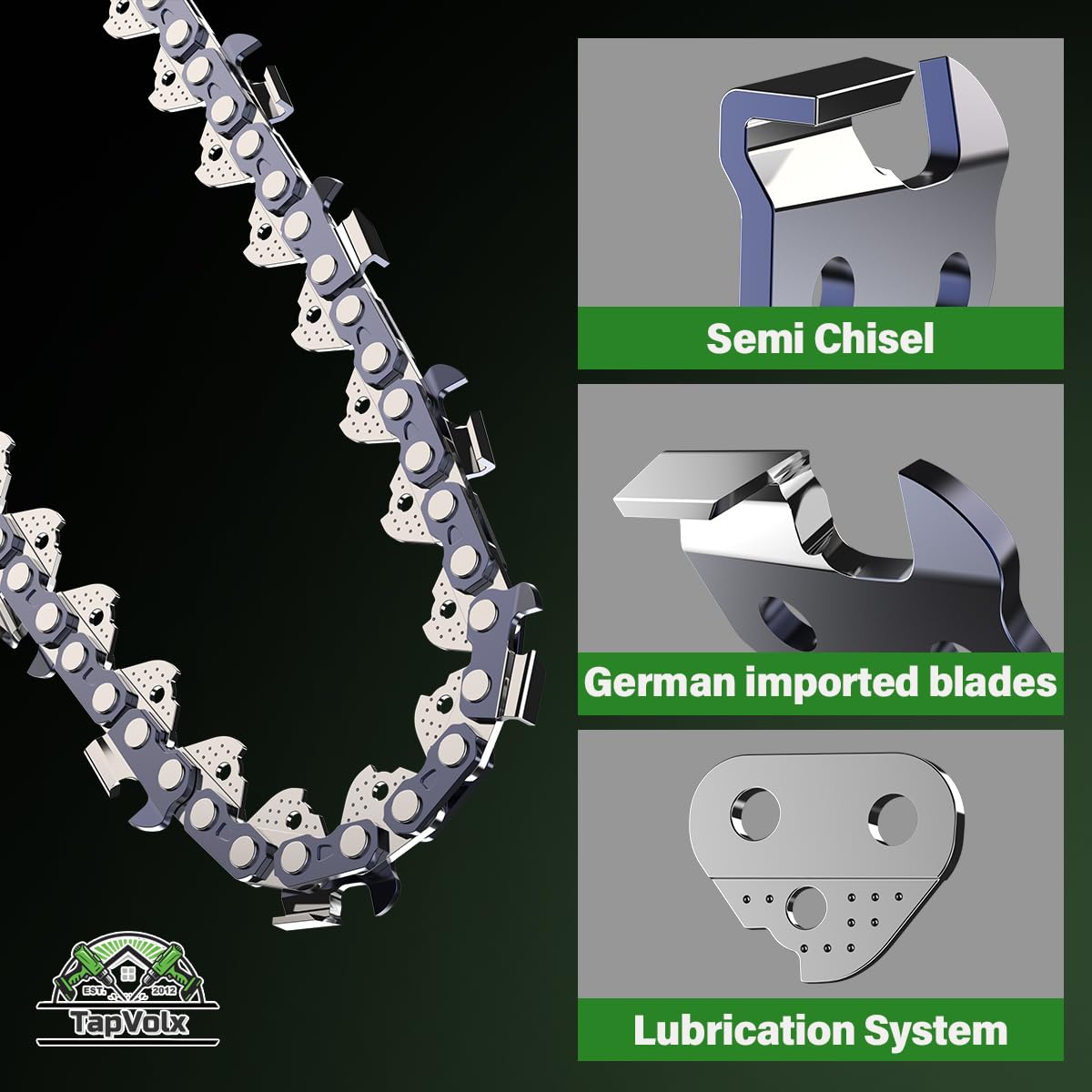 16 Inch Chainsaw Chain 4-Pack, 0.050" Gauge 3/8" LP Pitch 56 Drive Links Chainsaw Replacement Chain Fits Dewalt Black & Decker Craftsman RYOBI & More – 20% Stronger Tension with Storage Case