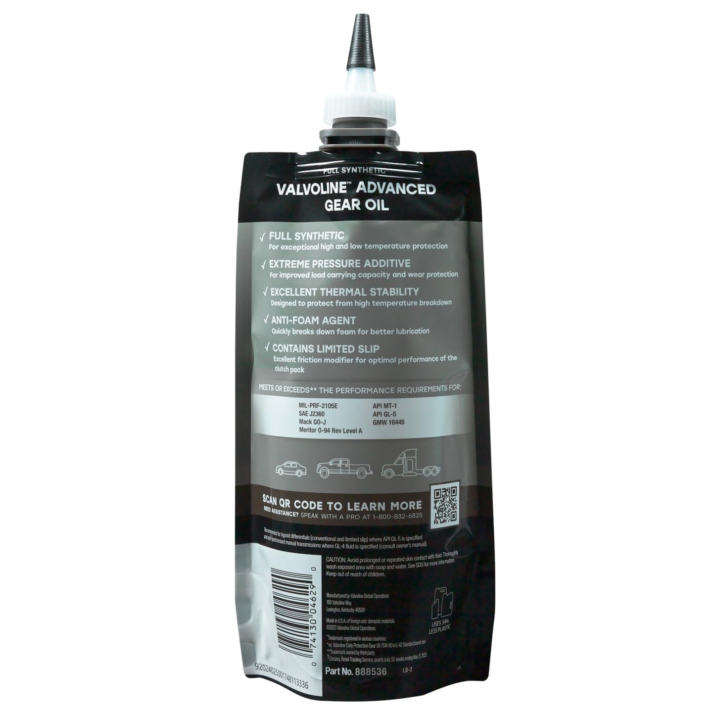 Valvoline FlexFill Advanced Full Synthetic 75W-90 Gear Oil 1 Quart Pouch
