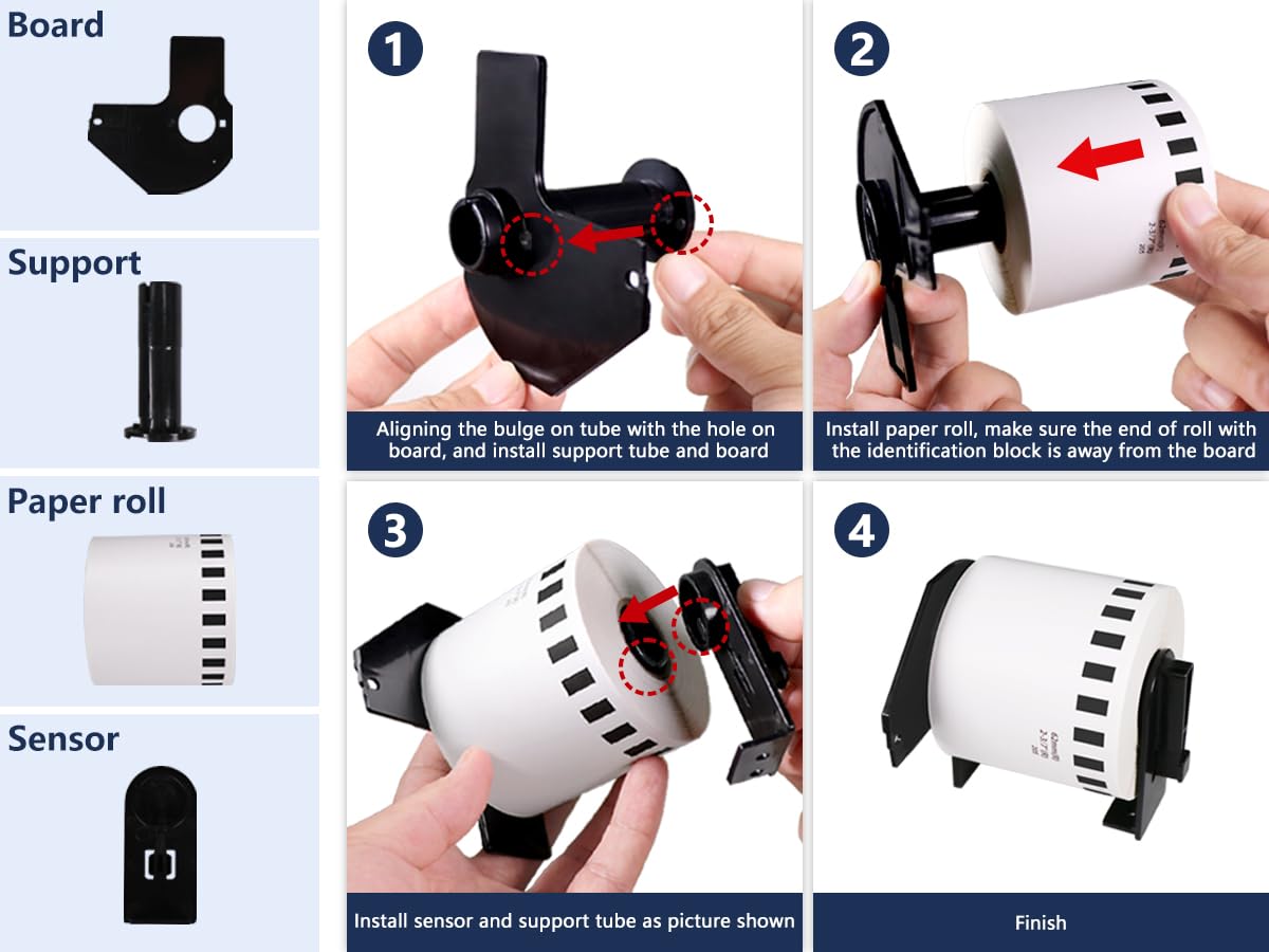 BETCKEY - Compatible Address Labels Replacement for Brother DK-1201 (1.1" x 3.5"), Use with Brother QL Label Printers [10 Rolls + 2 Reusable Cartridges]