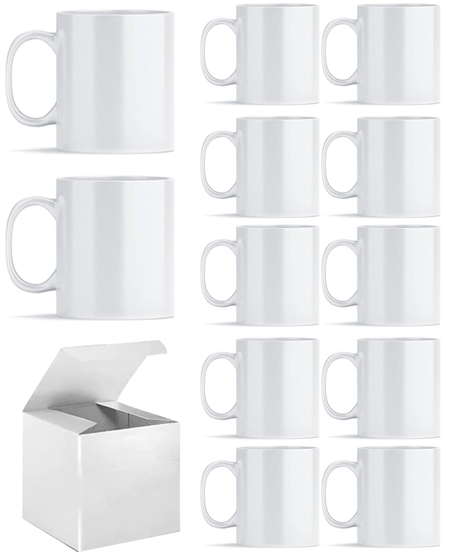 Sublimation Mugs Blank 11oz Coffee Mugs Tazas para Sublimacion Cups with Box 12Pack