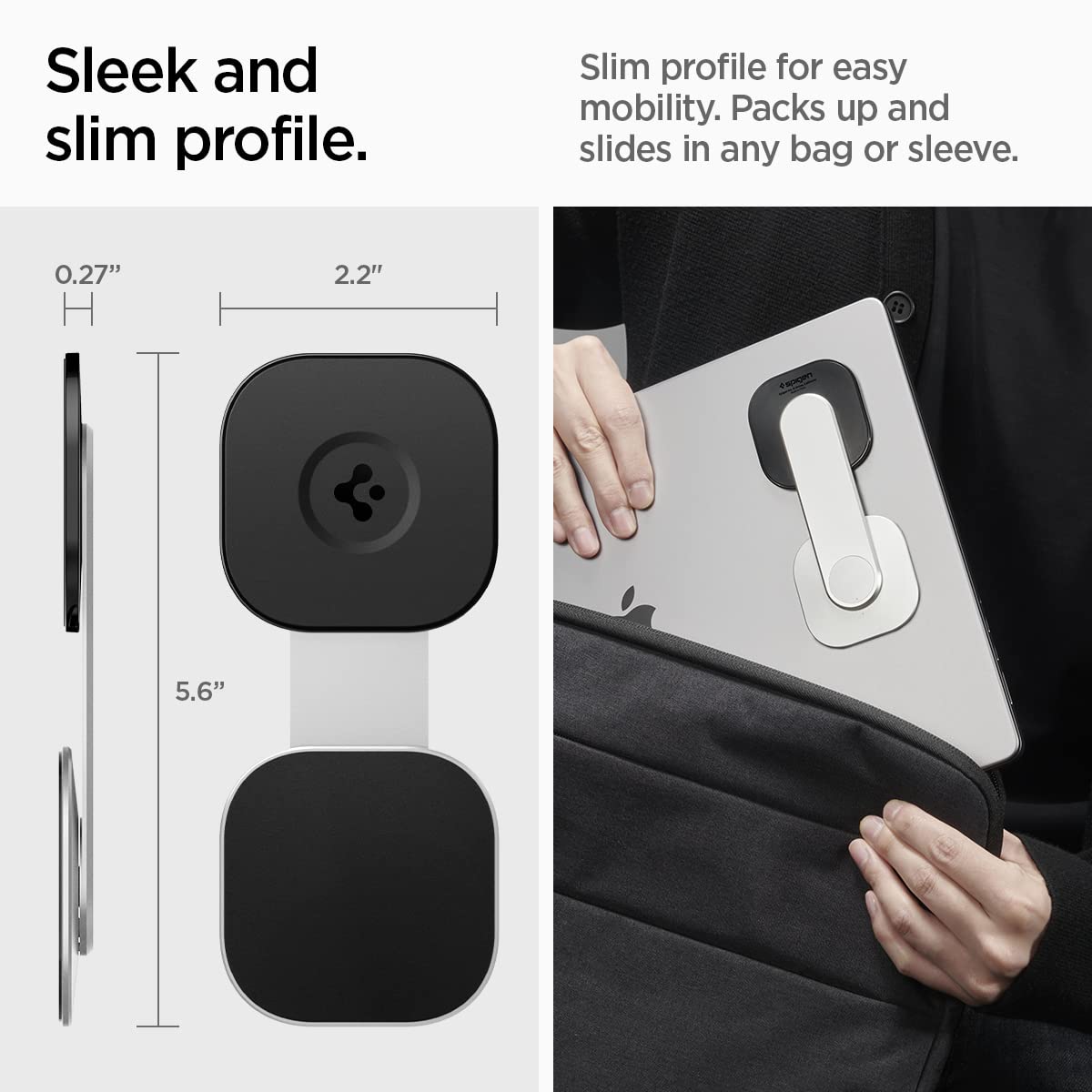 Spigen for MagSafe Mount, Compatible with iPhone 17/16/15/14/13/12, Pixel 10/Pro/Pro XL/Fold, Pixelsnap, AirPods Pro 3/2/1, AirPods 4/3 Magnetic Mounting on Laptops/Monitors - Silver (S312)
