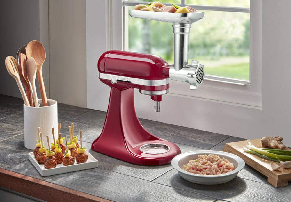iVict Food Meat Grinder Attachment Compatible for KitchenAid Stand Mixers and Cuisinart Stand Mixers SM-50 Series Included Sausage Stuffer/Grinding Plates/Grinding Blade Accessory
