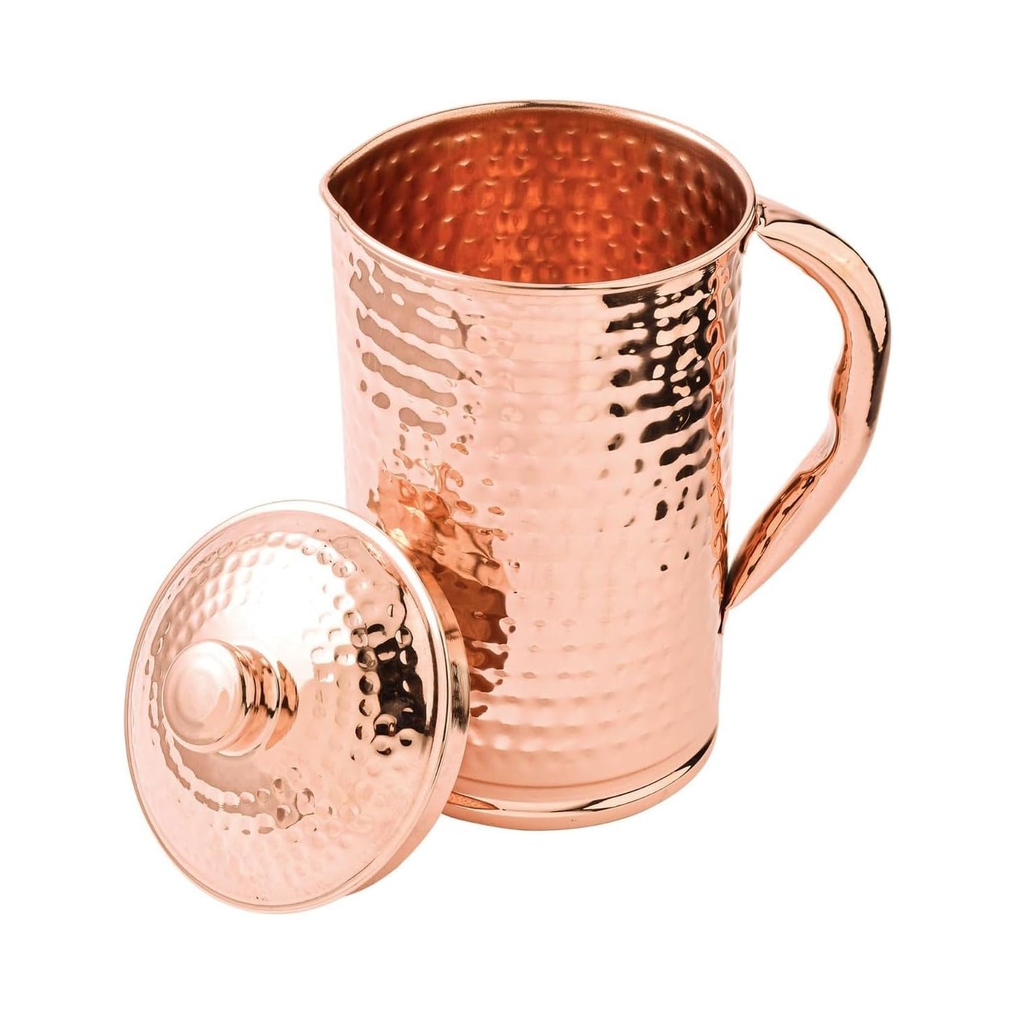 2activelife 100% Pure Copper Pitcher 50.72 Oz / 1500 ml | Drinking Water Traditional Hammered Pitcher with Lid | Copper Jug Handle Water Bottle | Ayurveda Health Benefits | Serving Water in Daily Use