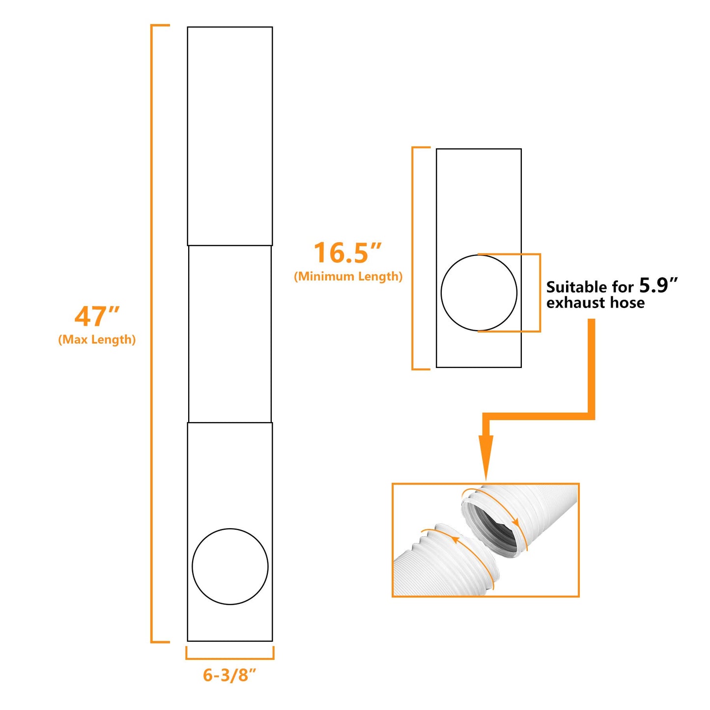LBG Products Window Seal Plates Kit for Portable AC Units,Plastic Air Conditioner Vent Kit for Sliding Windows and Doors,Adjustable Length Panels for Mobile AC Exhaust Hose (5.9" Diameter)