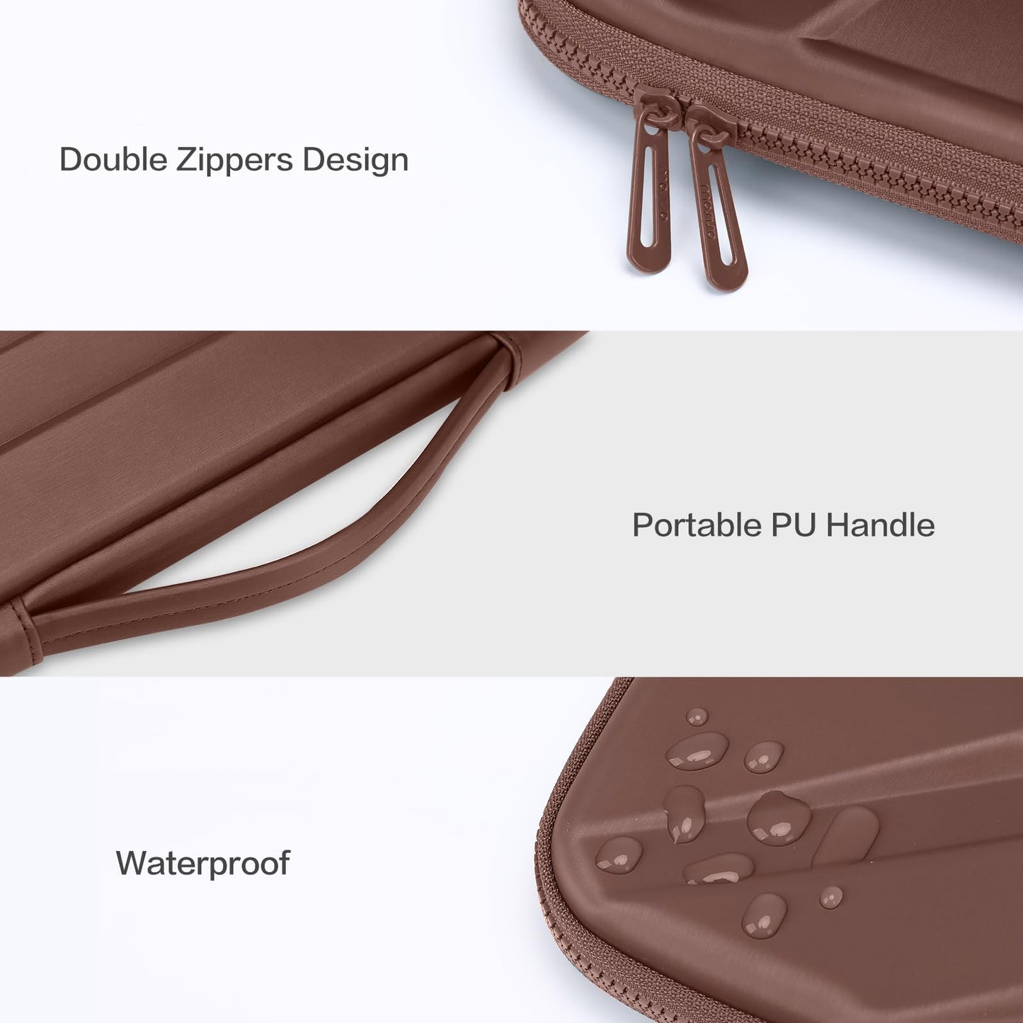 MOSISO 13-14 inch Laptop Hard Case, 13.3 inch Waterproof Shockproof Computer Bag Compatible with MacBook HP Dell, Symmetrical Trapezoid EVA Carrying Laptop Sleeve Hard Shell with Handle, Brown