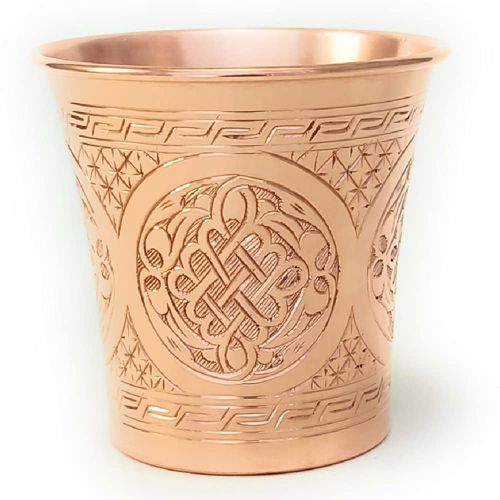 DEDE Copper - CC Series (15 oz) - Handcrafted Super Heavy Weight Drinking Cups or Serving Cold Beverages and Cocktail Mugs, Handmade Unlined Uncoated Pure Solid Copper Tumblers (Engraved)