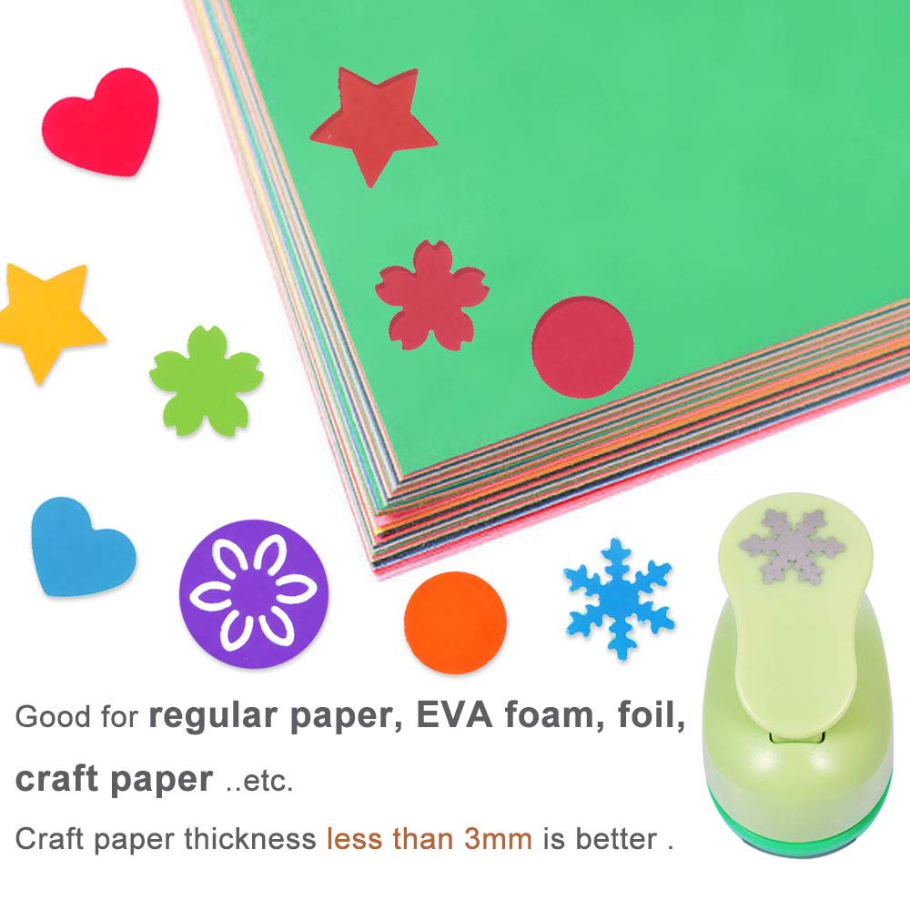 UCEC 6PCS Paper Punch, 1 Inch Craft Single Hole Punch Shapes, Star Heart Flower Circle Hole Puncher for Decoration Scrapbooking Craft Supplies DIY Kit Handmade Paper Punches for Kids