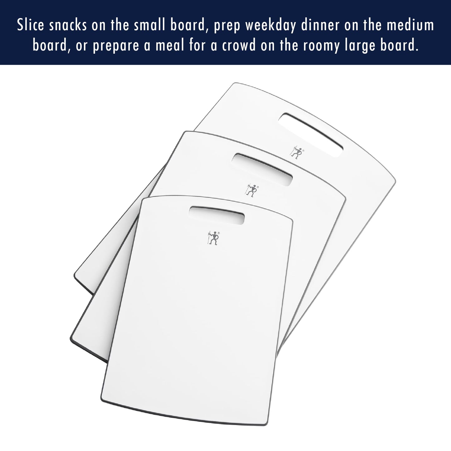 HENCKELS 3pc Polypropylene Cutting Board Set - Bacteria-Free Material, Silicone Non-Slip Feet, Dishwasher Safe - White, 11592-000