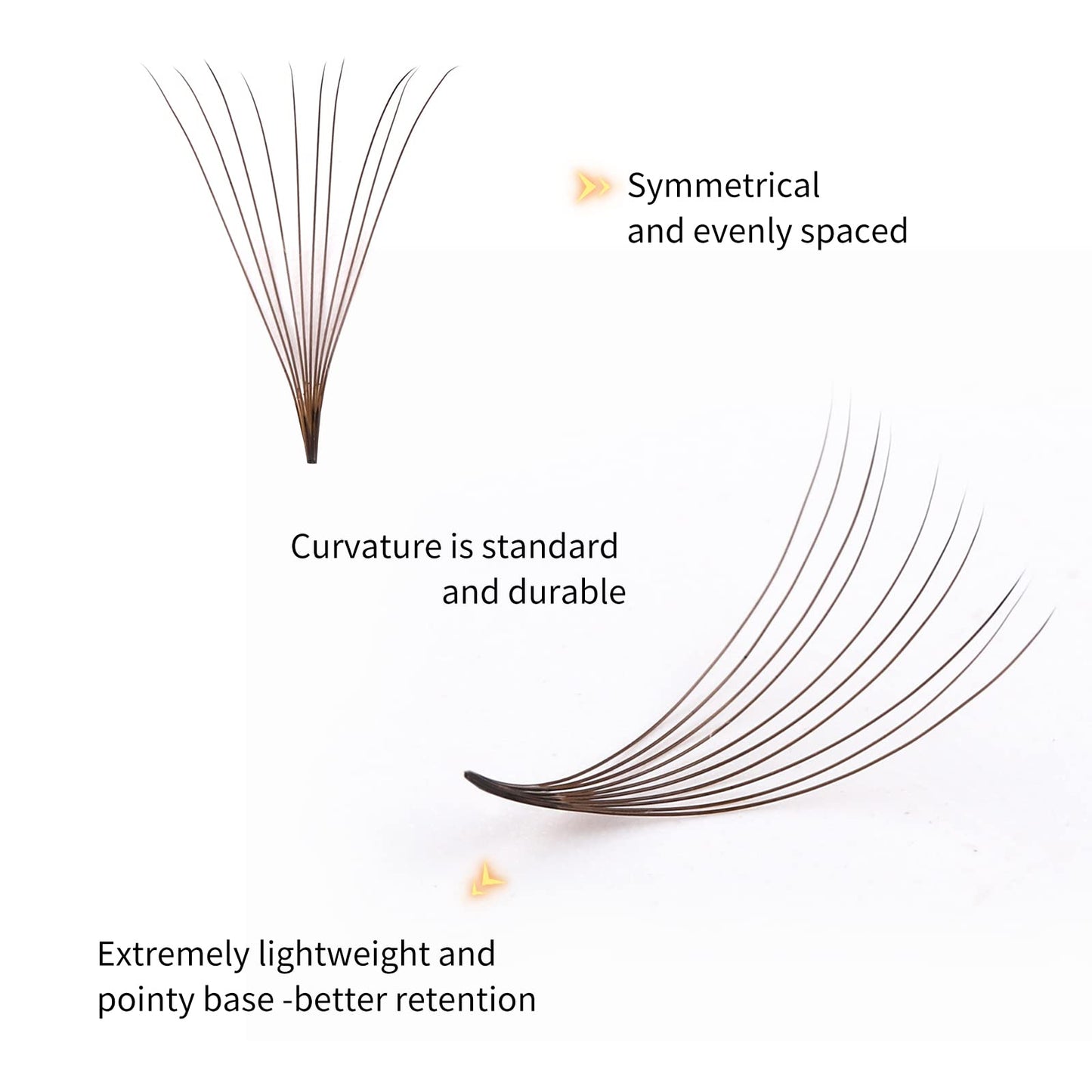 Colored 10D Premade Lash Extensions - Brown Mix (9-16mm, 0.07D) - 1000 Volume Fans for Eyelashes