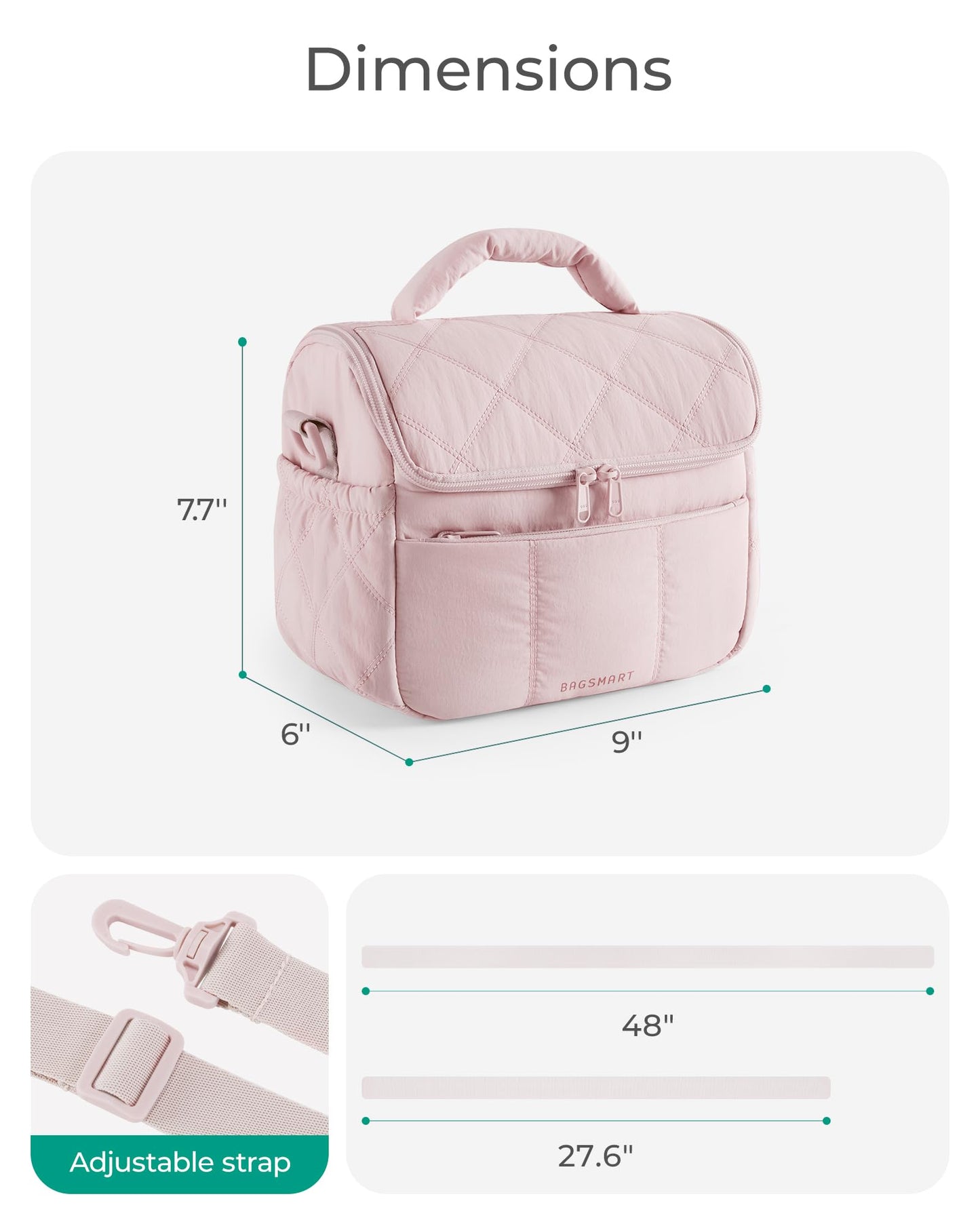BAGSMART Insulated Lunch Bag, Quilted Puffer Lunch Tote, Leakproof, Durable & Reusable Lunch Cooler Box for Work Picnic Travel Meal Prep, Camel