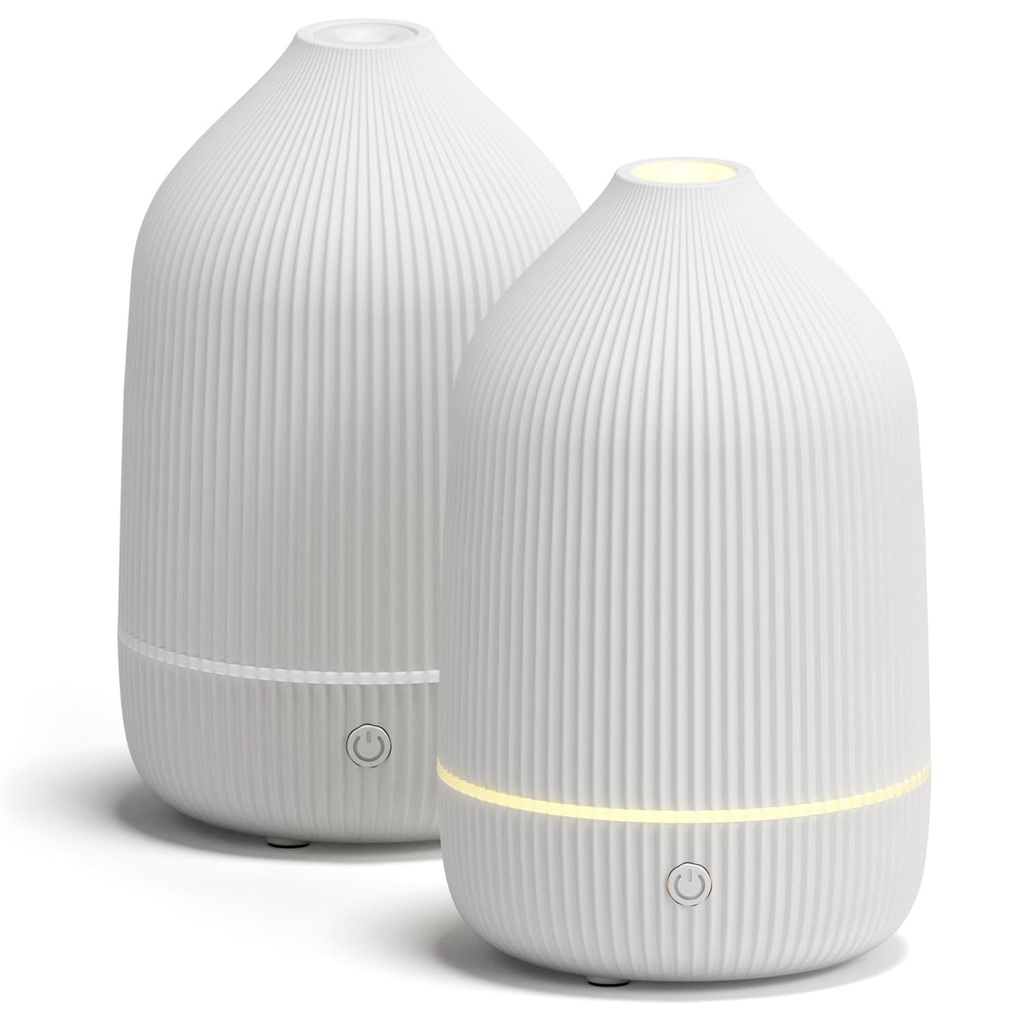 Essential Oil Diffuser, 2Pack, 100ml Aromatherapy Diffuser, Mini Ultrasonic Diffuser for Essential Oil, Home, Office, Cool Mist Humidifier with 7 Led Light, Auto Shut-Off, White