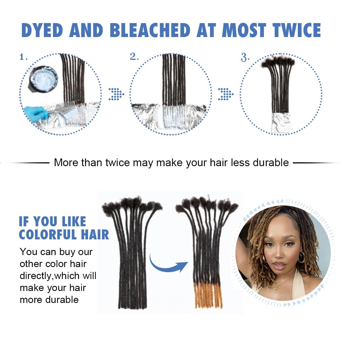 QUISDUIS 12 inch Loc Extensions Human Hair, 50 Strands Permanent Dreadlock Extension Human Hair 0.4cm Width 100% Full Handmade Dreads Can Be Dyed and Bleached Curled dreads extensions
