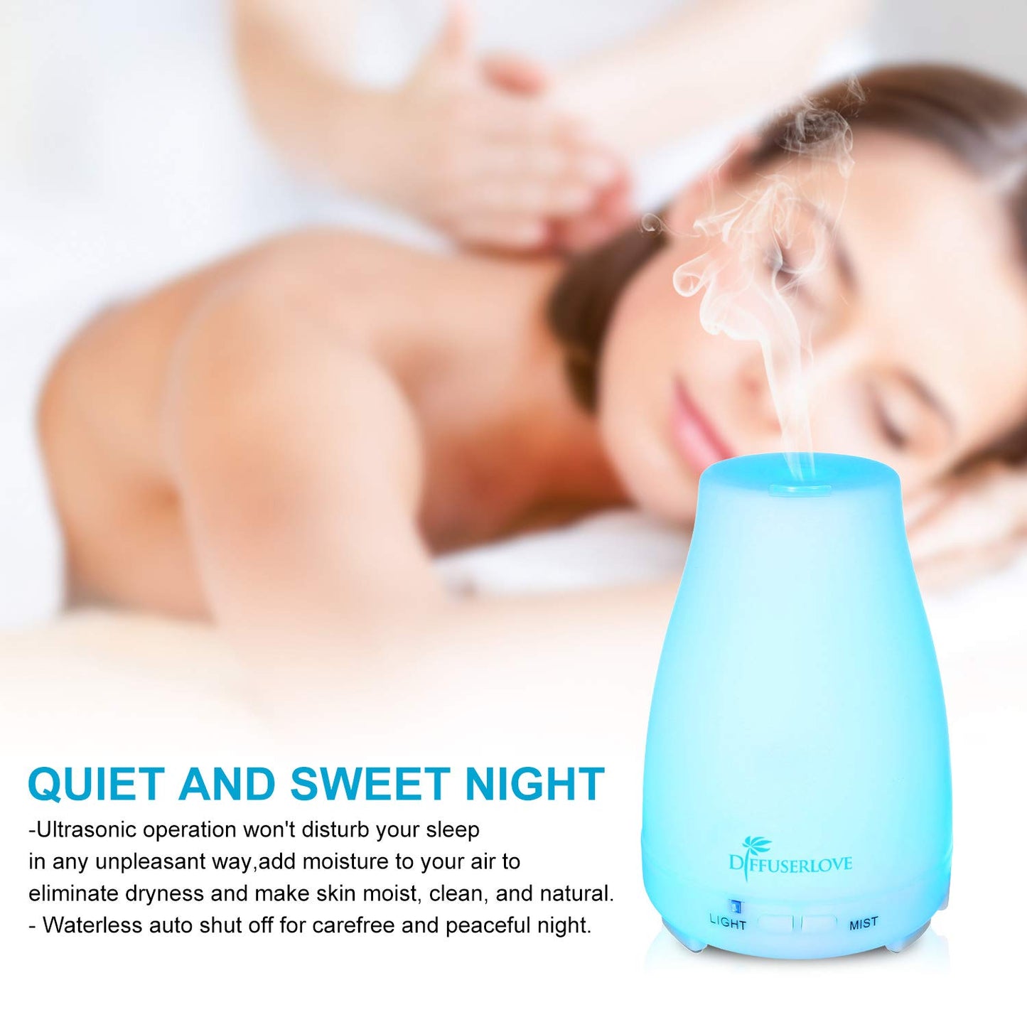 Diffuserlove 2 Pack 200ml Essential Oil Diffuser Ultrasonic Aromatherapy Diffuser Cool Mist Humidifiers and Waterless Auto Shut-Off for Home Office Bedroom