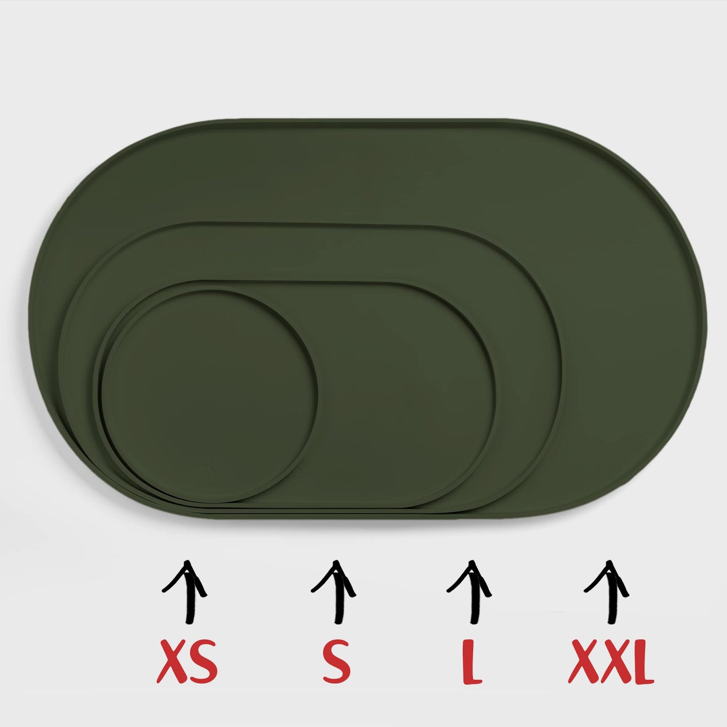 DogBuddy Dog Food Mat, Small (19x11), Large (24x14), Nonslip Pet Food Mat, Silicone Dog Bowl Mat, Washable Dog Mat for Food and Water, Waterproof Dog Food Mats for Floors (Large, Khaki Green)
