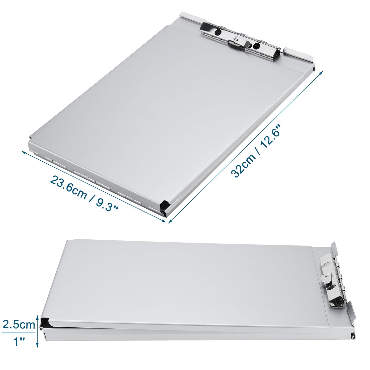 ZCZN Aluminum Clipboard with Storage and Clip Recycled, 2 Pack Clipboard Folders, Sturdy Letter Size Recycle Metal Form Holder for Business Office Medical Professionals, Letter Size (Silver)