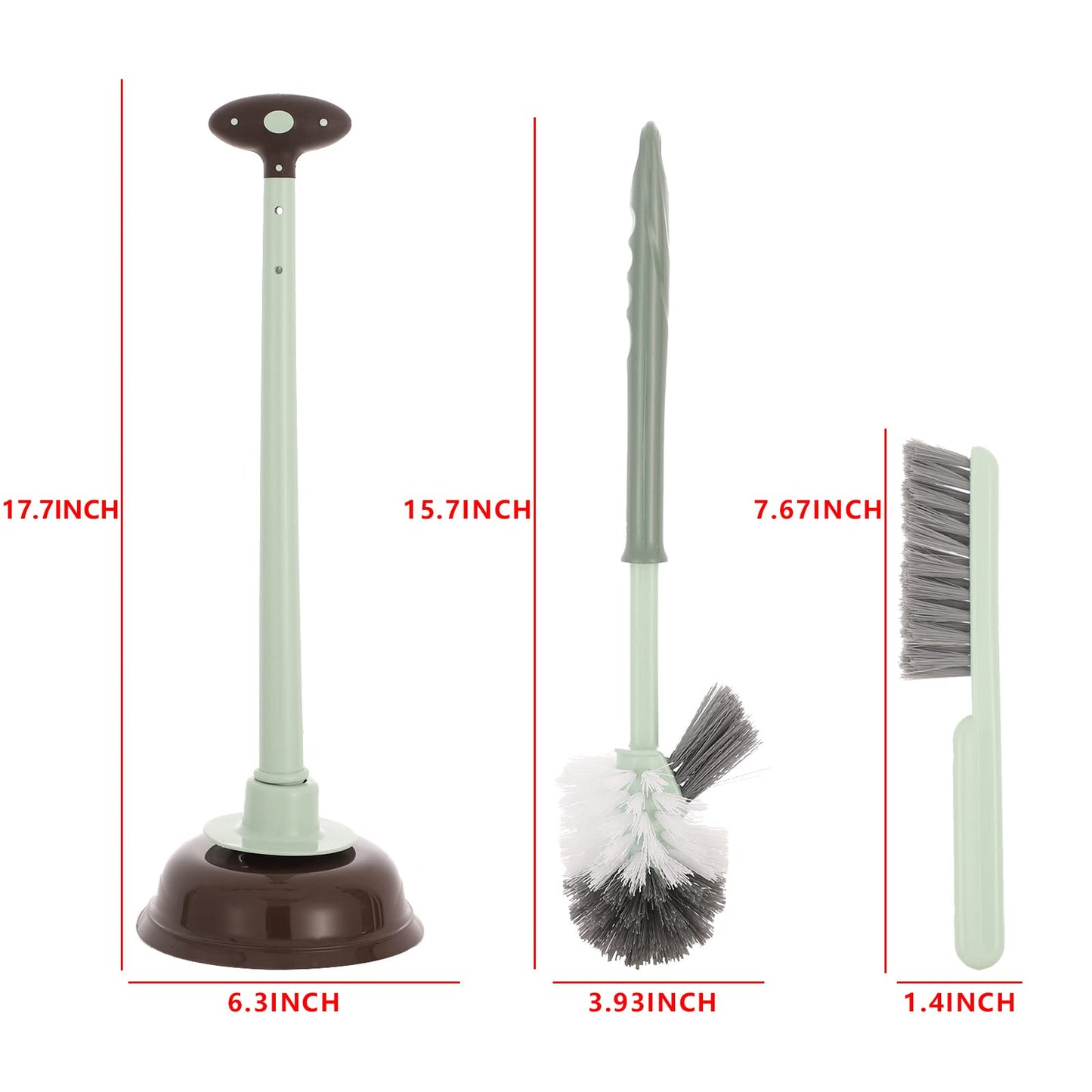 Cq acrylic Toilet Plunger and Brush for Bathroom Cleaning, Green, 1 Pack