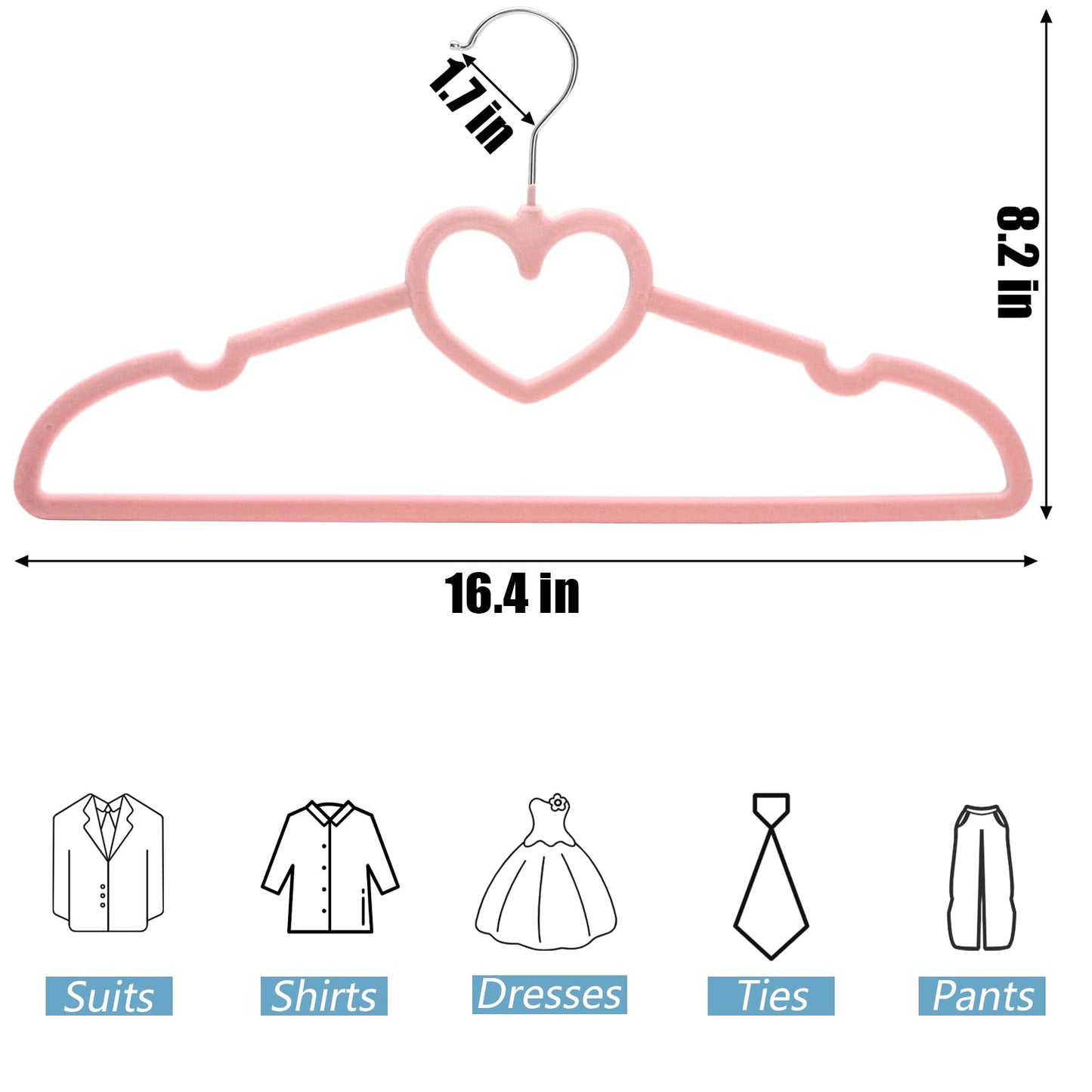 Coloch 50 Pack Pink Velvet Hangers, Non-Slip Clothes Hangers with 360 Degree Rotating Hook Thin Felt Adult Hanger for Coat, Dress, Shirt,Jacket