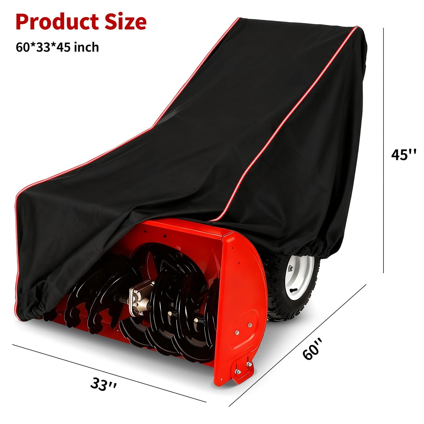 AUTOLION Snow Blower Cover, Heavy Duty 600D Oxford Fabric, Bottom Elastic Band and Reflective Strips on Both Sides, Universal Snowblower All-Weather Outdoor Waterproof Snow Protection Cover (Black)