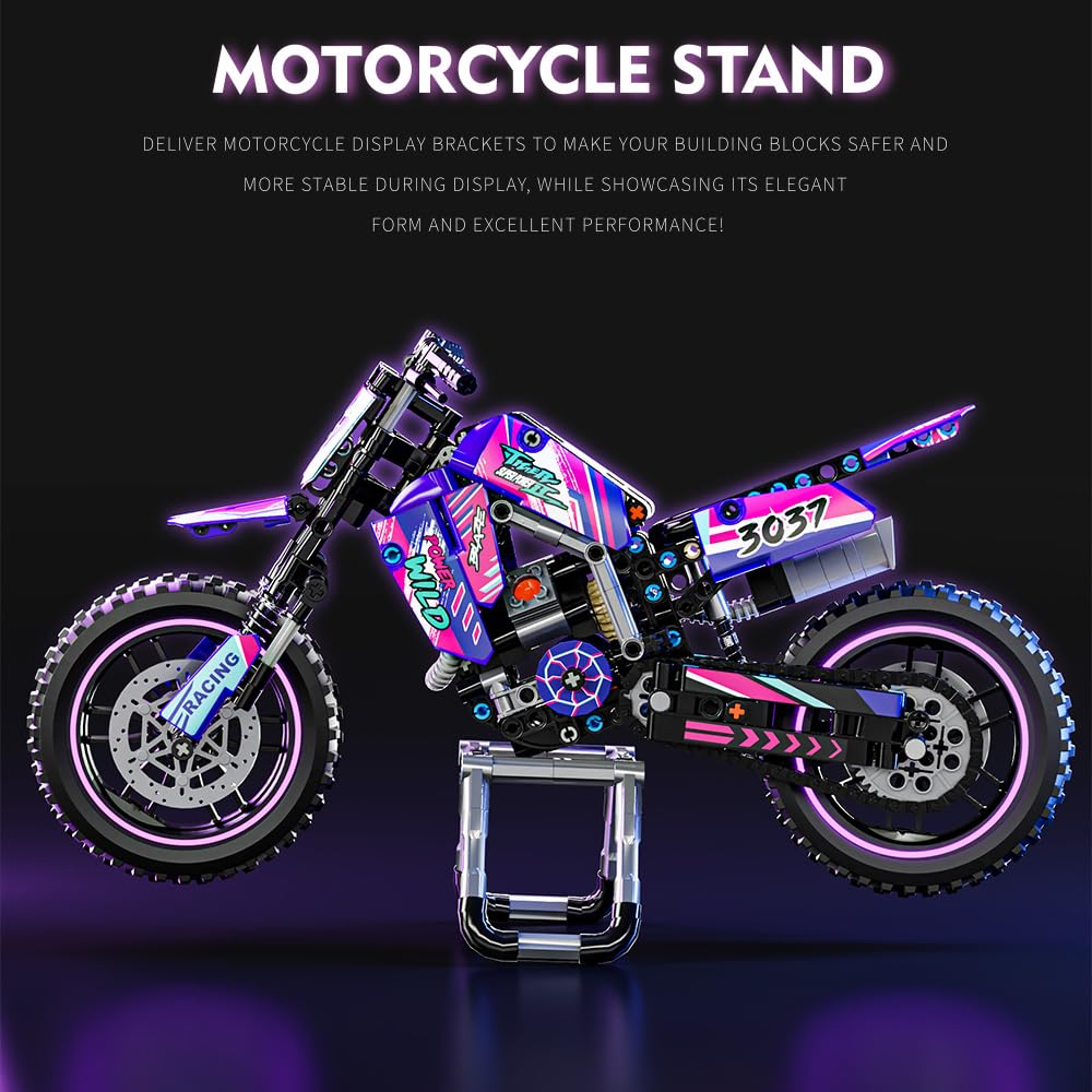 Mesiondy Pink Motorcycle Toy Building Blocks Set,Stem Bricks Sets,Toys Build A Model Motorcycle, (476 Pieces) for Boys Girls & Adults Kids Boys Ages 6 7 8 9 10 11 12+ (red)