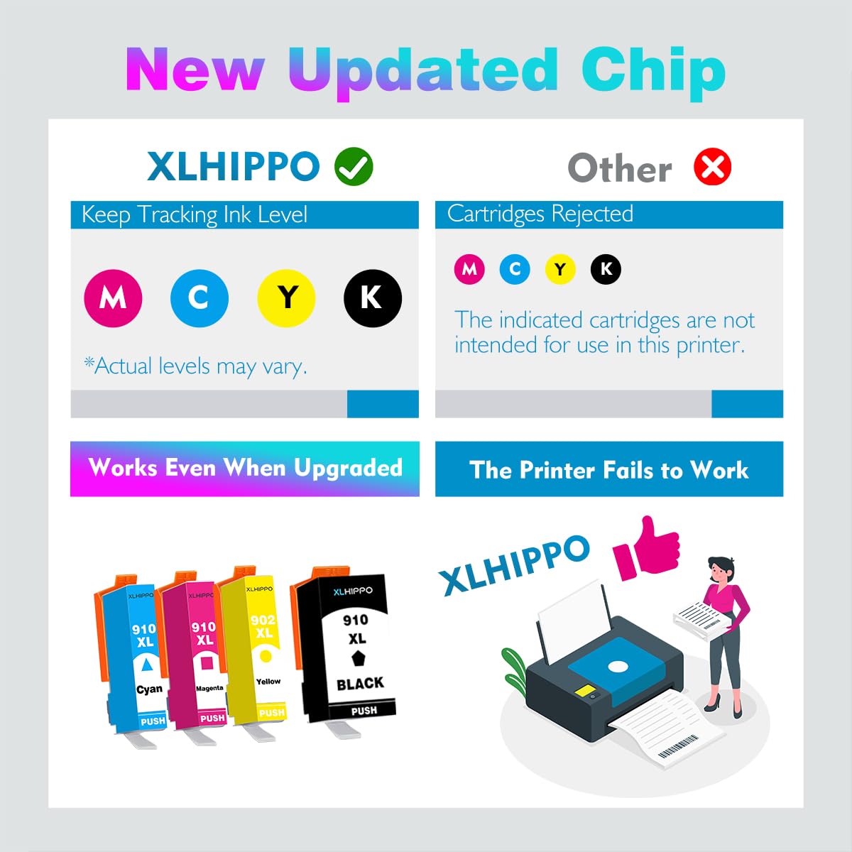 910XL Black Ink Cartridge Replacement for HP 910 XL HP910 Work on HP OfficeJet Pro 8015e 8025e 8028e 8035e 8022e 8010e 8020 8025 8035 8010 e Printer| 2-Pack