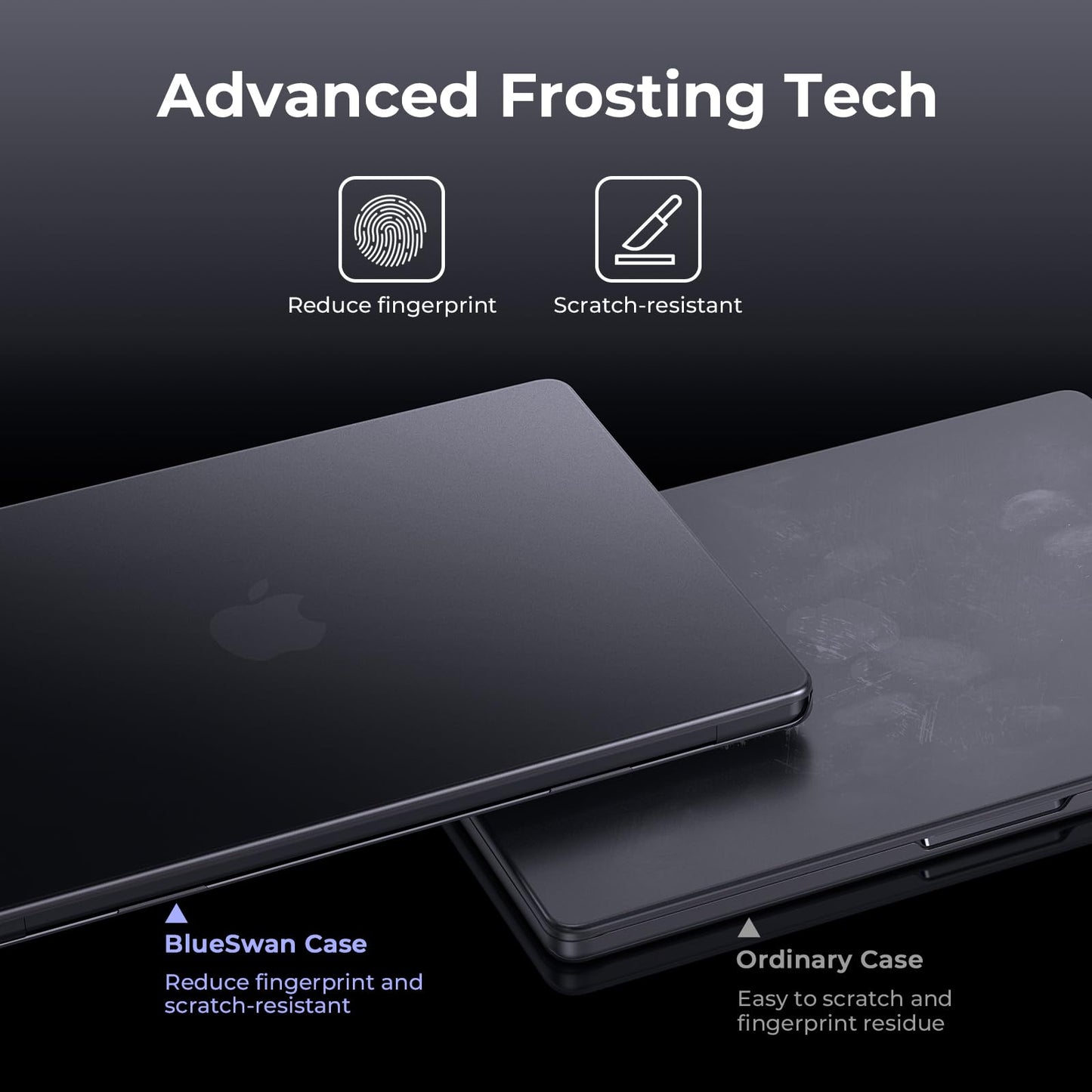 BlueSwan Matte Case for MacBook Pro 14 M5 2026 2025-2021 M4 M3 M2 M1 Pro/Max, Compatible A3427 A3426 A3434 A3401 A3112 A2992 A2918 A2779 A2442, Hard Shell Protective Cover, Space Black Clear