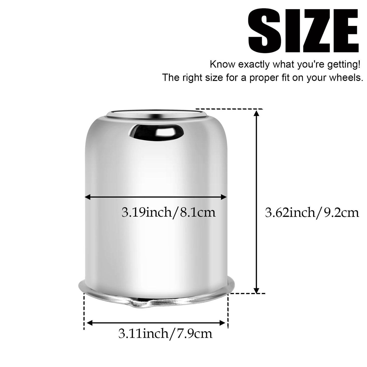 3.19 Inch Center Caps Push Through for Truck RV Trailer Wheels Wheel Rims 3.19" Center Bore Chrome Steel (Fit 3.19" Bore 3.39" H) 4 Pieces