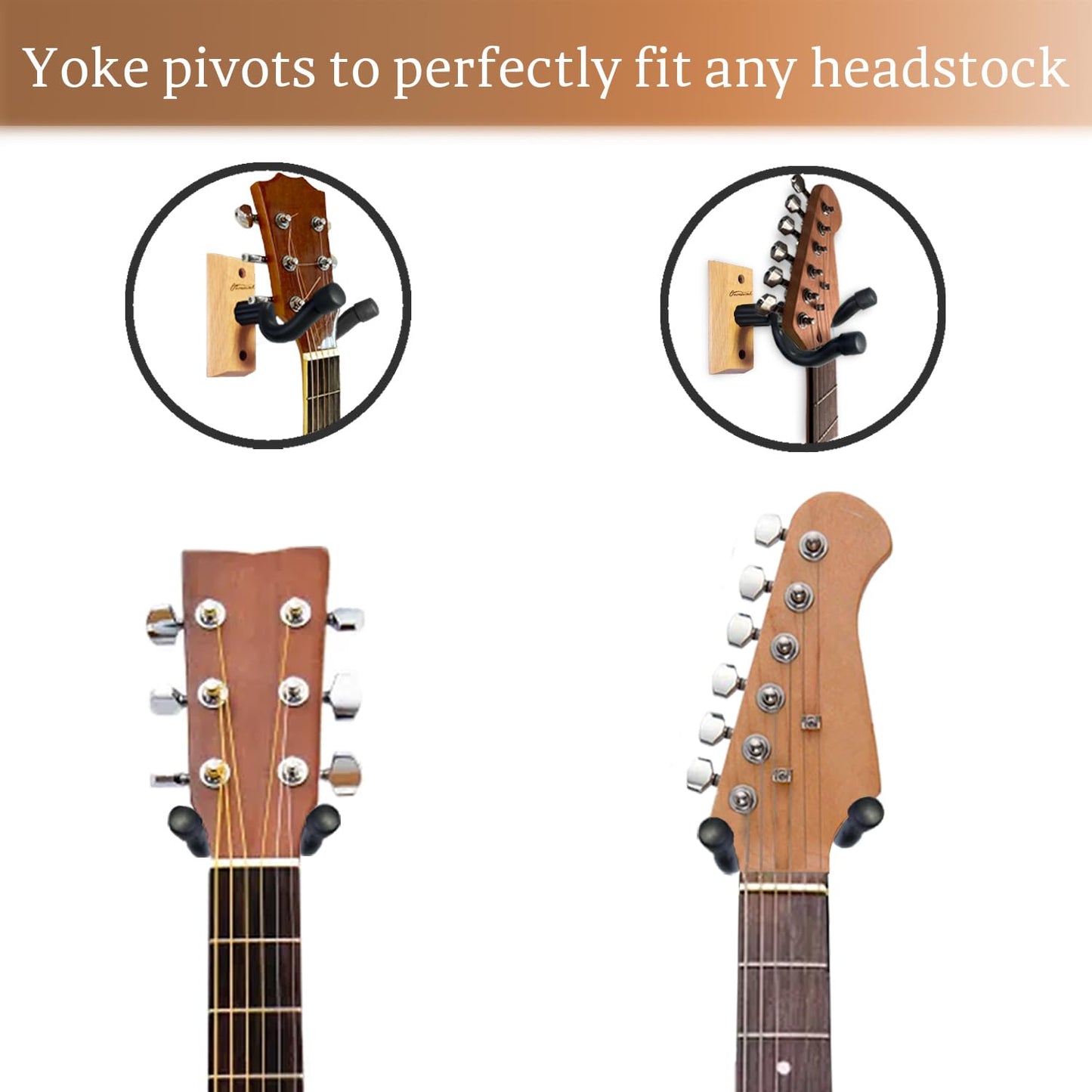 Guitar Wall Mount 3 Pack, Ash Hardwood Guitar Hanger, U-Shaped Guitar Wall Hanger Mount Holder Hook Stand Wall for Acoustic, Electric Guitar, Banjo, Bass, Gift for Player