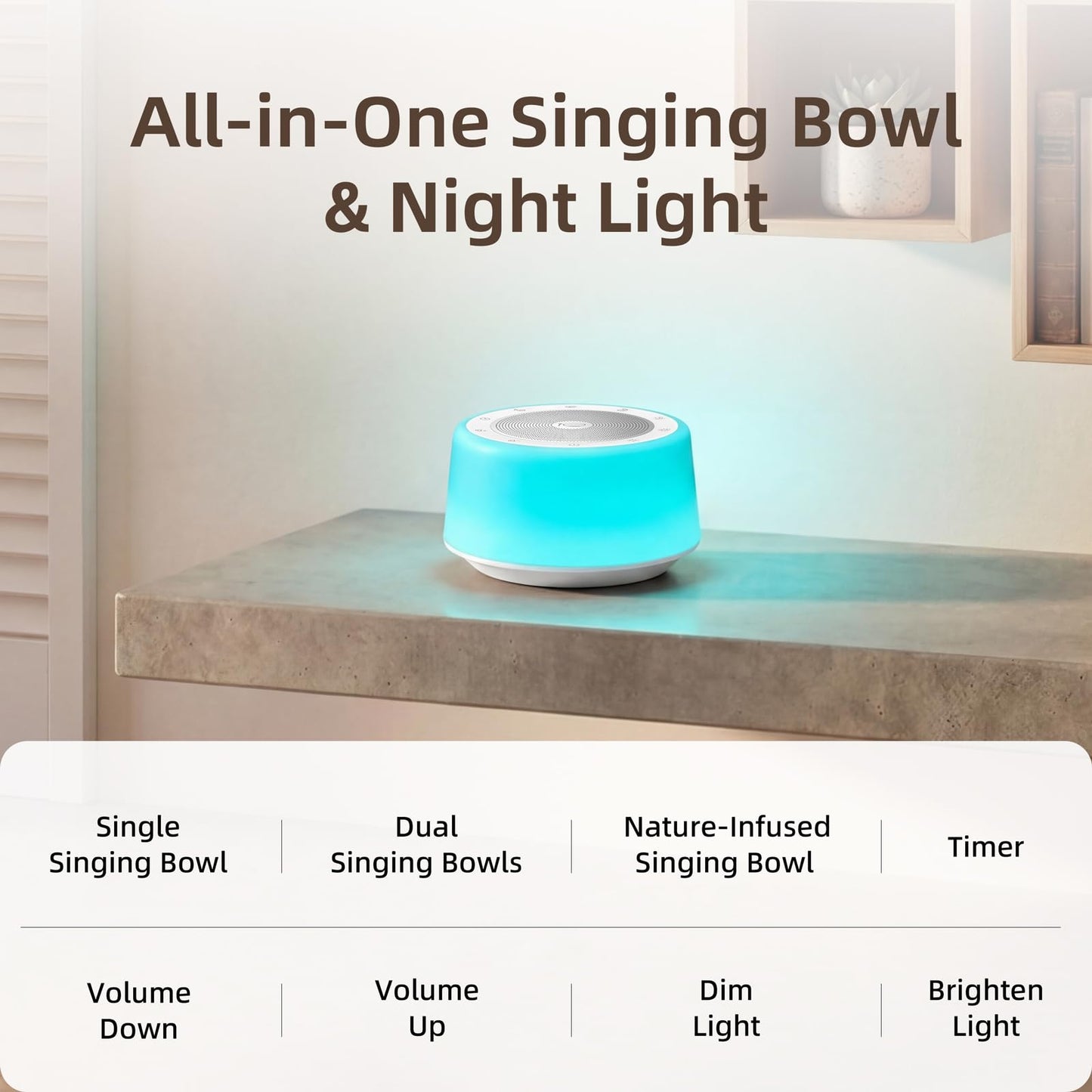 Tibetan Singing Bowls Machine - 11 Sound Bowls for Yoga, Meditation, Mindfulness, Healing, Chakra Healing and Stress Relief, Timer and Memory Features, Plug in