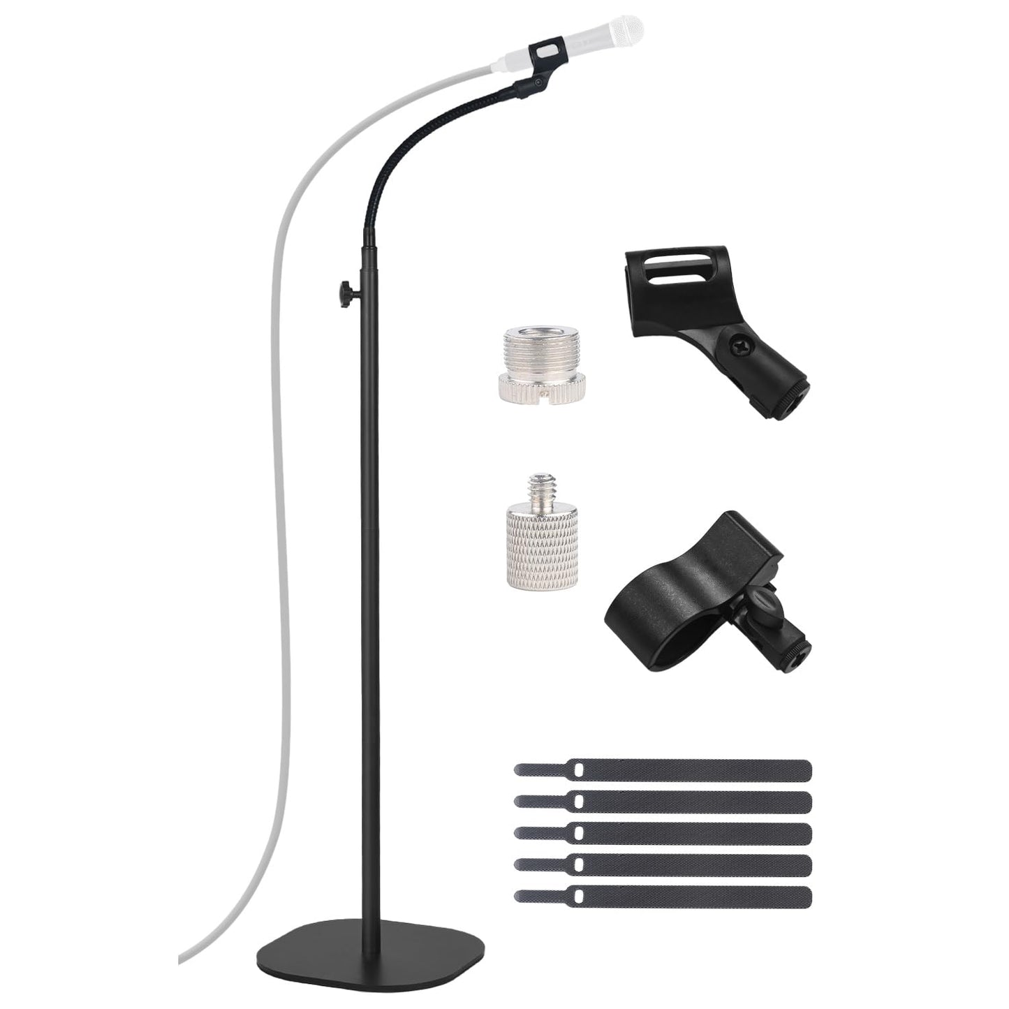 Microphone Stand, Gooseneck Mic Stand Floor for Singing Height Adjustable from 90cm to 167cm with Heavy Duty Base for Samson Fifine AM8 Blue Yeti Elgato AT2020 AT2040