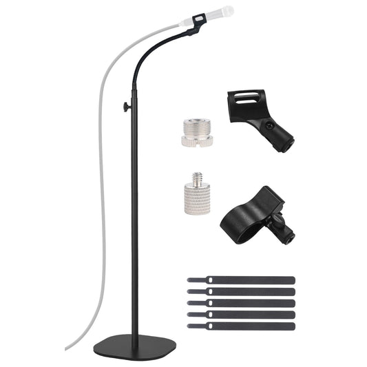 Microphone Stand, Gooseneck Mic Stand Floor for Singing Height Adjustable from 90cm to 167cm with Heavy Duty Base for Samson Fifine AM8 Blue Yeti Elgato AT2020 AT2040