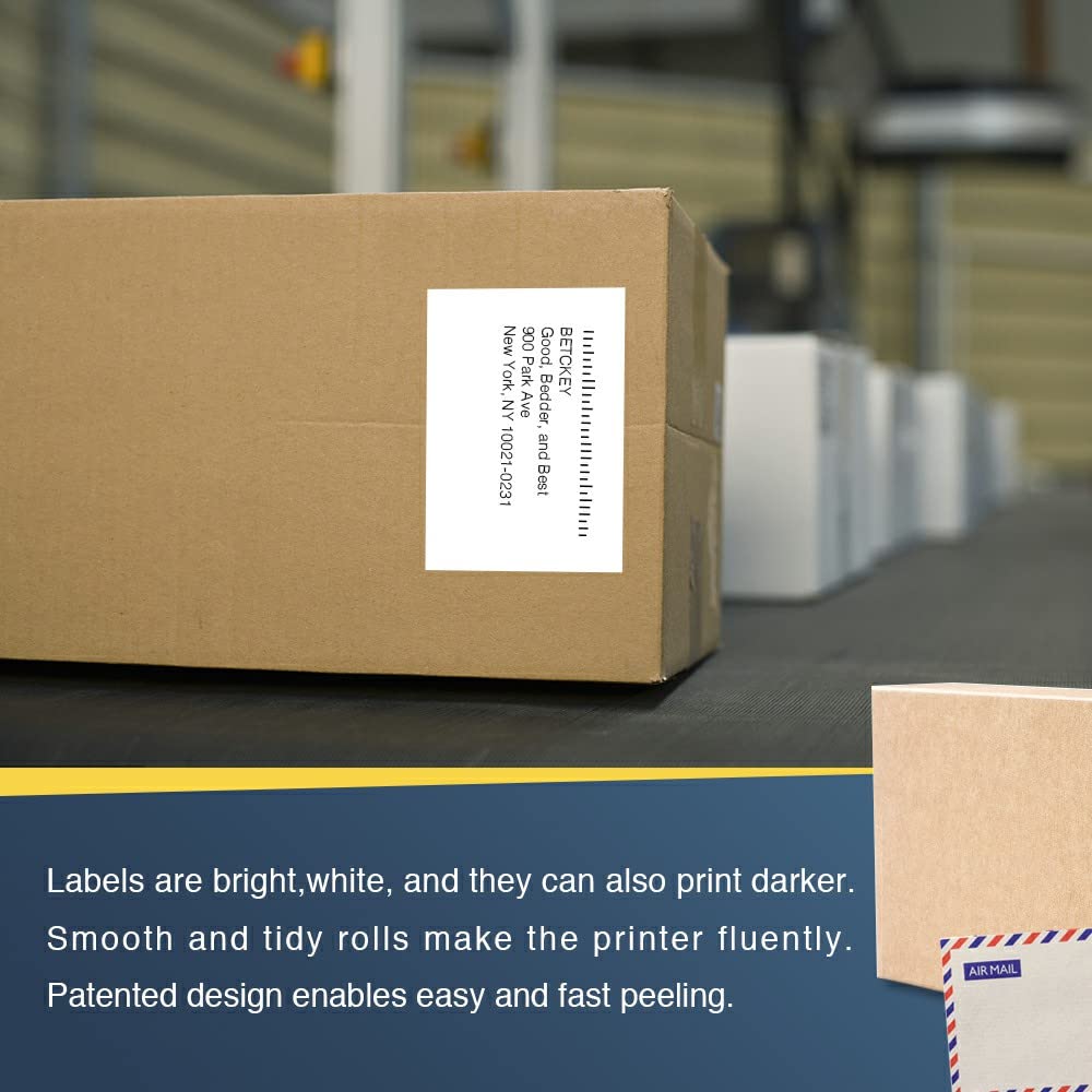 BETCKEY - Compatible Continuous Labels Replacement for Brother DK-2243 (4 in x 100 ft), Use with Brother QL Label Printers [6 Rolls + 1 Reusable Cartridge]