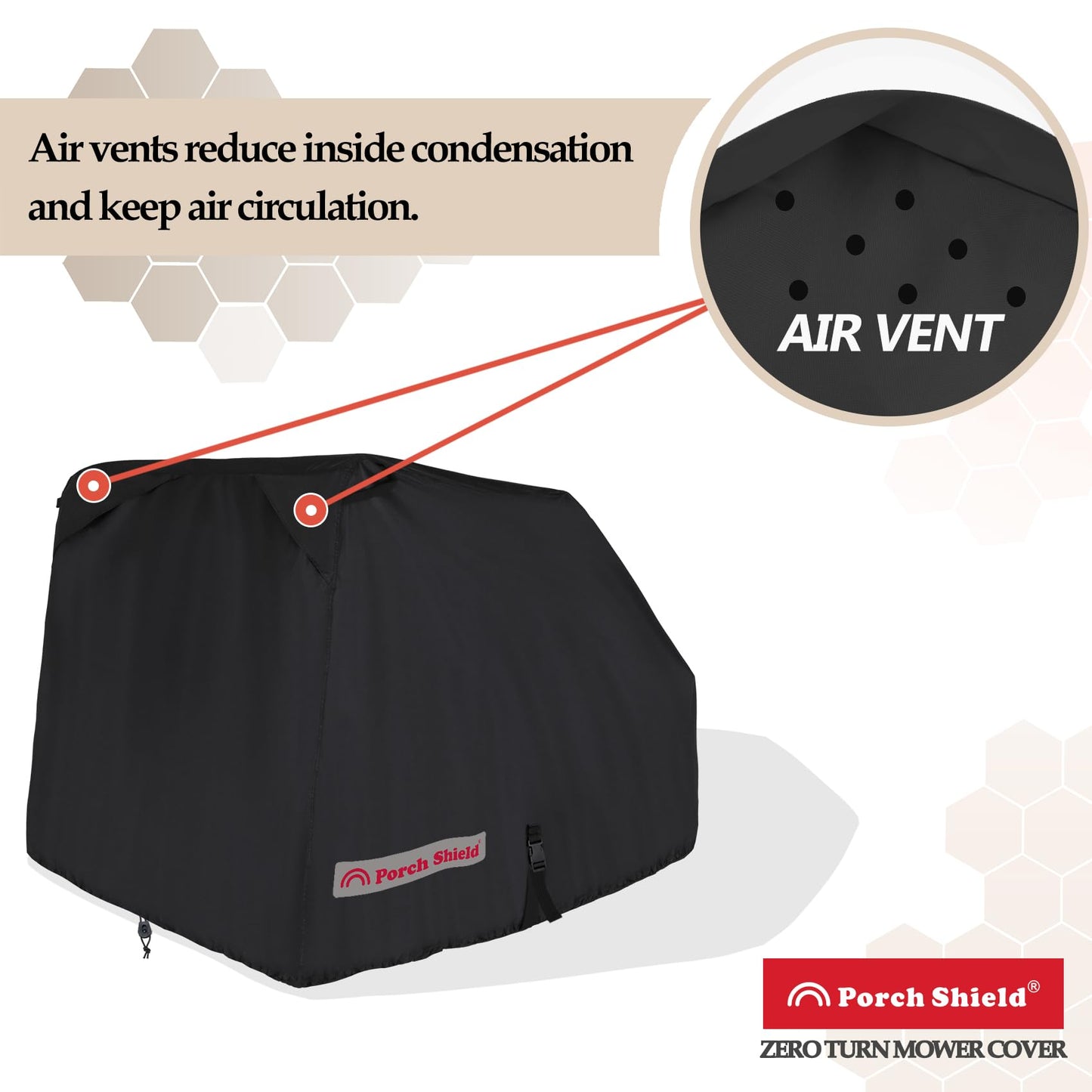 Porch Shield Zero Turn Mower Cover - Waterproof Heavy Duty Riding Lawn Tractor Cover Up to 62 inches Decks Black