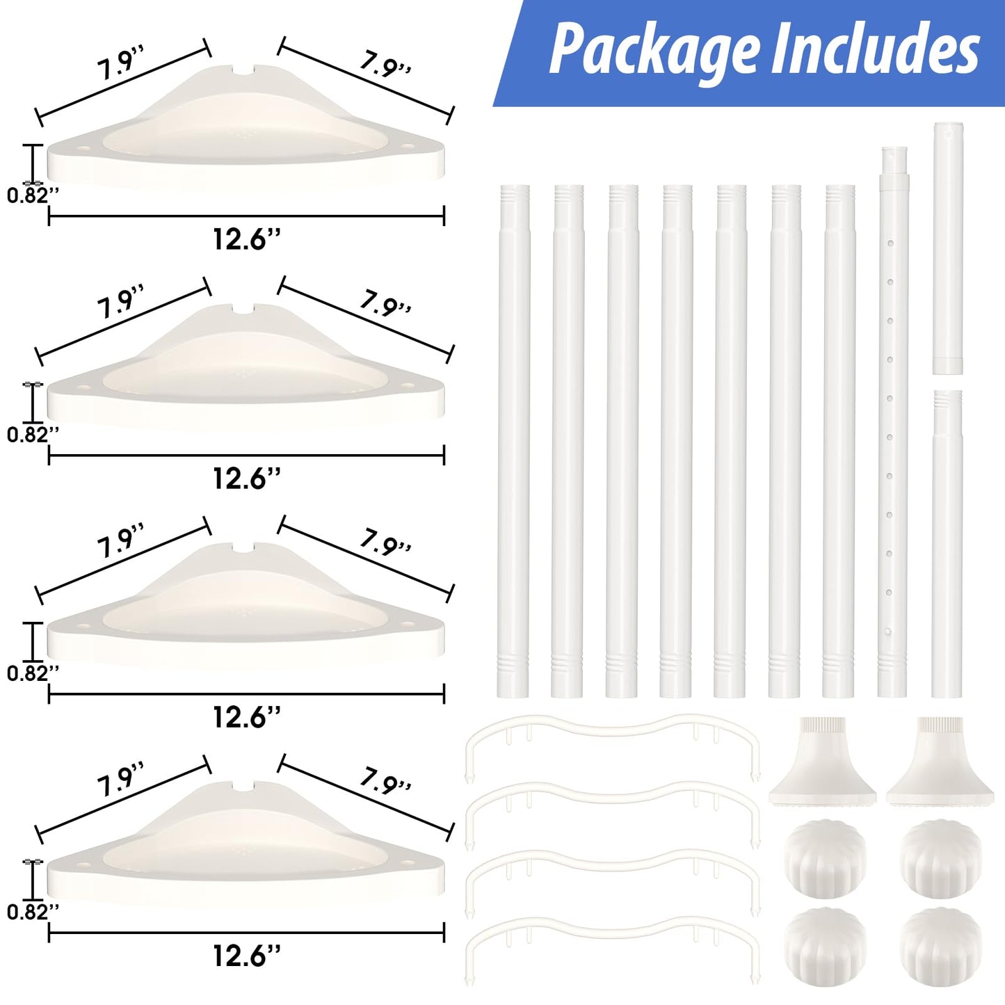 CALCHELE Shower Caddy Corner for Bathroom, Rustproof Bathtub Shower Storage Organizer for Shampoo Accessories, 4-Tier Adjustable Shelves with Tension Pole, 54 to 114 Inch White