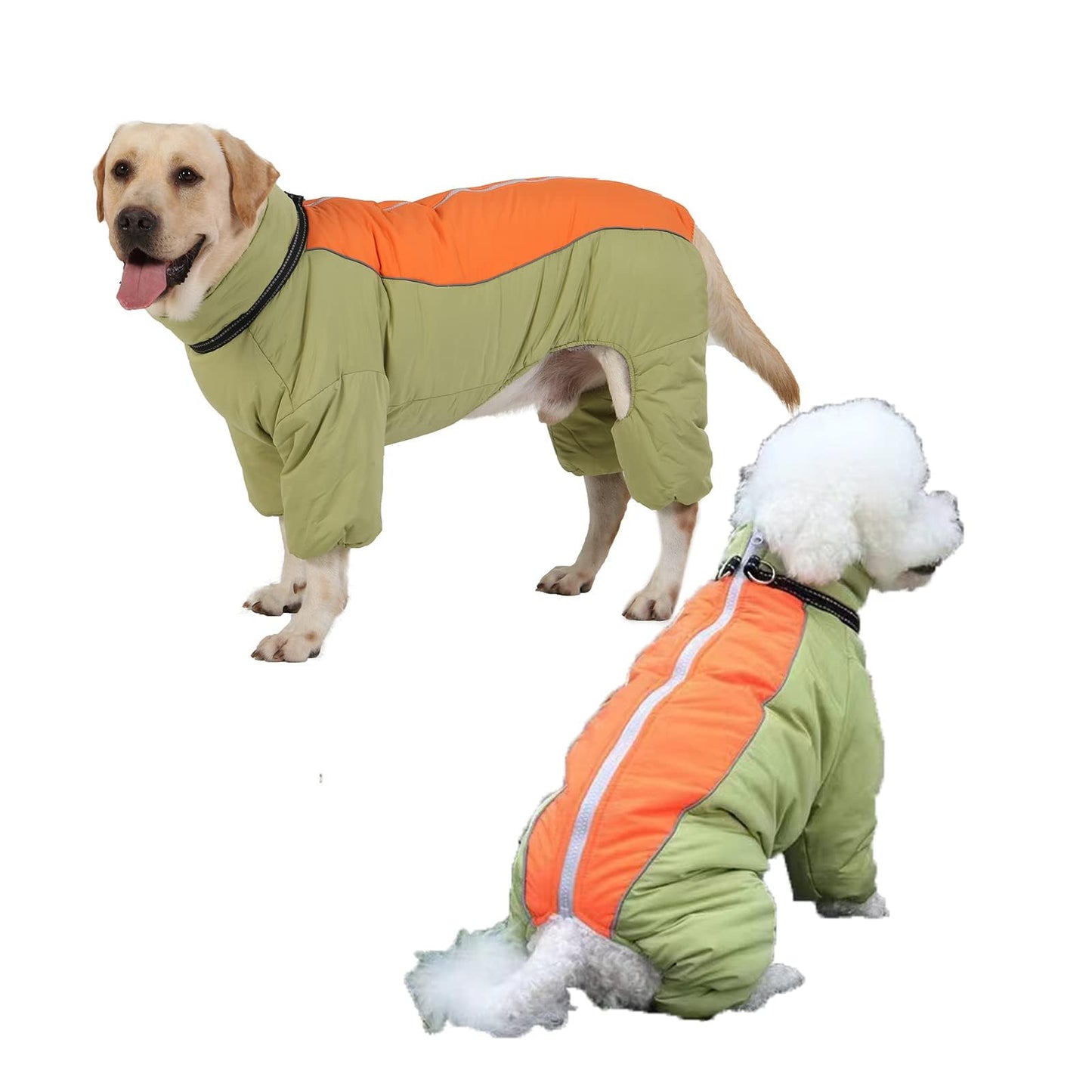Dogs Thick Toasty Warm Coat, Zip Up Windproof Winter Snowsuit with Harness, Reflective Fleece Lined Dog Jacket for Medium Large Dogs, LightGreen,30