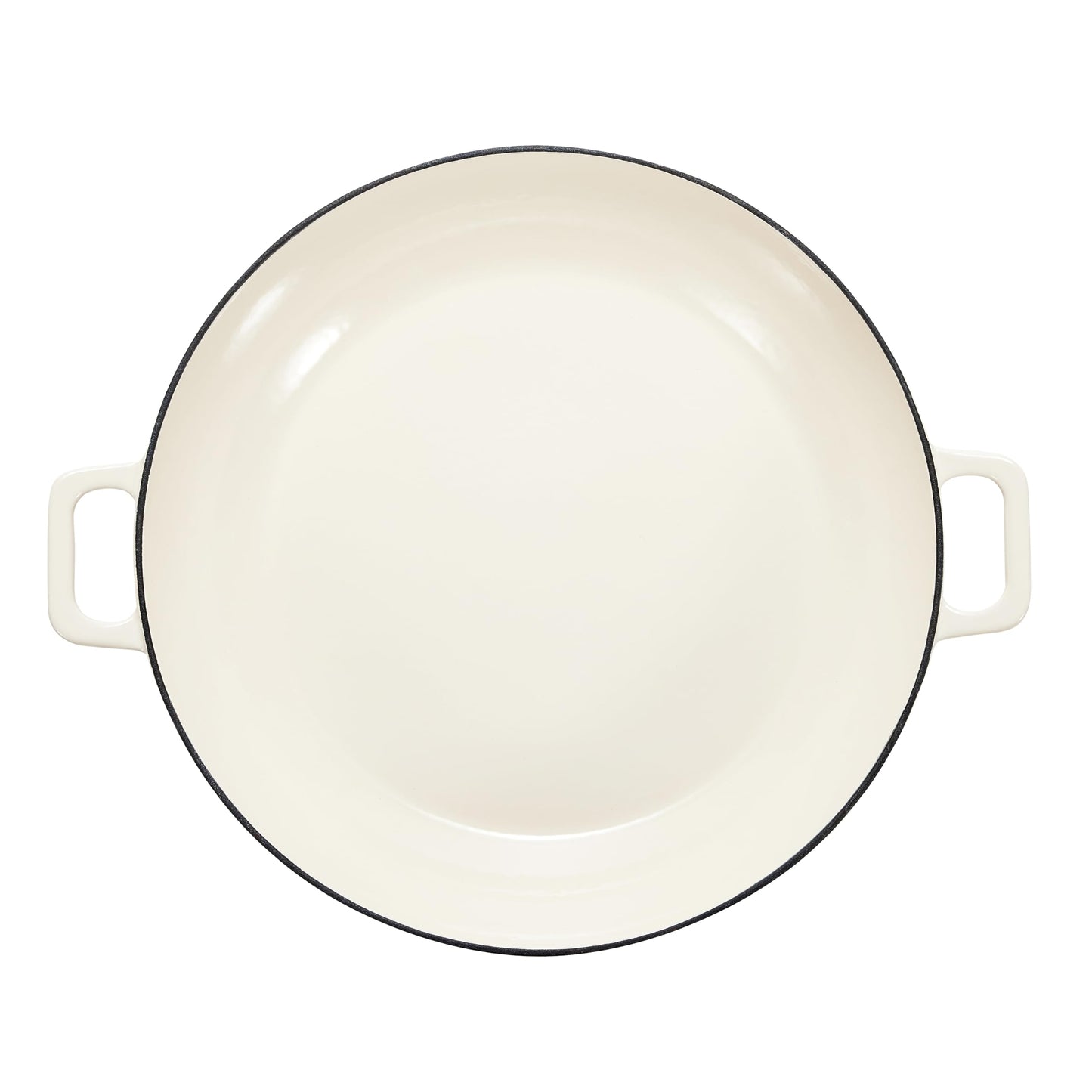 AmazonBasics Enameled Cast Iron Covered Casserole Skillet, 3.3-Quart, White
