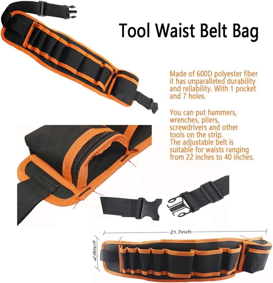 QeeHeng Kids Tool Set, Kids Real Tools kit, Real Children's Tool Set Toy for DIY Construction Woodworking Building, with Bag & Belt & Hammer & Handsaw, 18 Pieces, Gift for Boys Girls