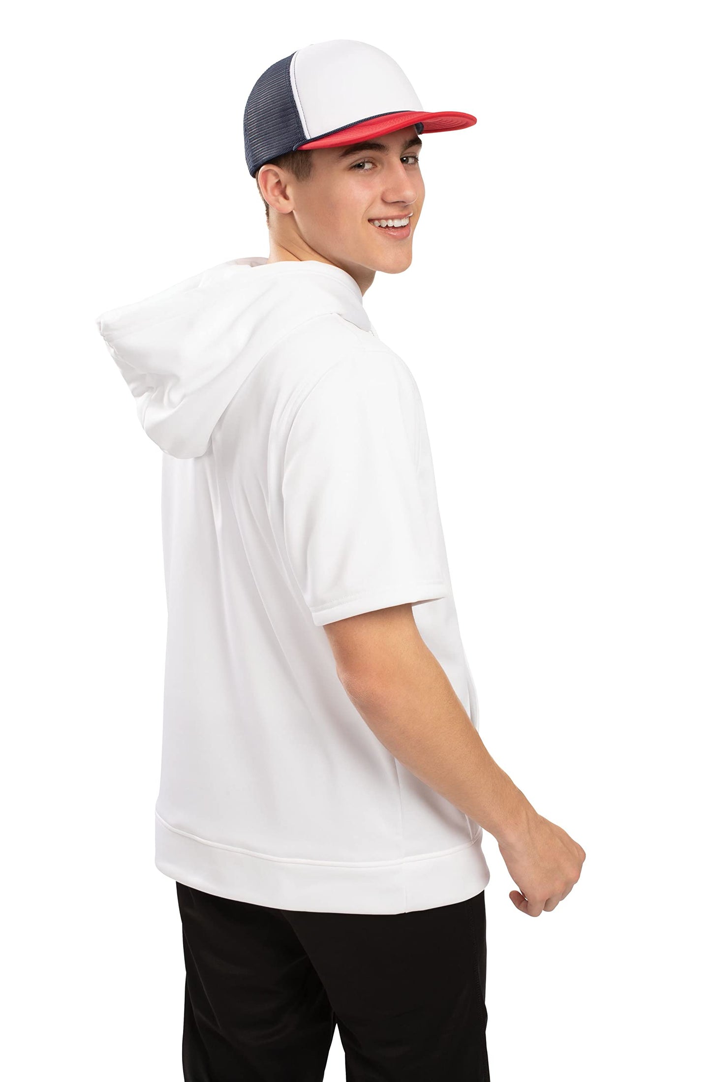 Augusta Sportswear Men's Wicking Fleece Short Sleeve Hoodie, Black, 3X-Large